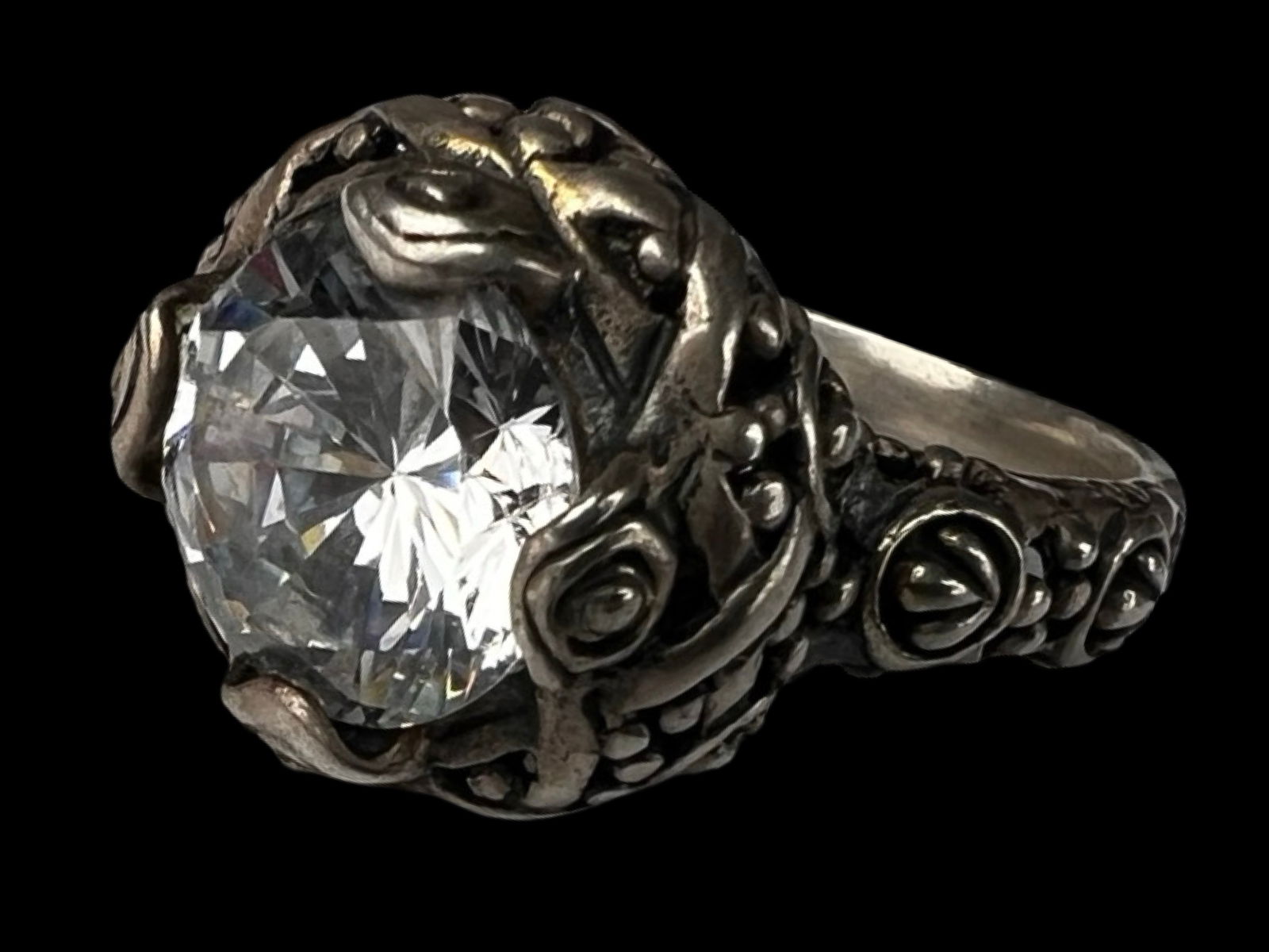 Sterling Silver Fantasy-Style Ring Round Cut Stone (1 of 5)