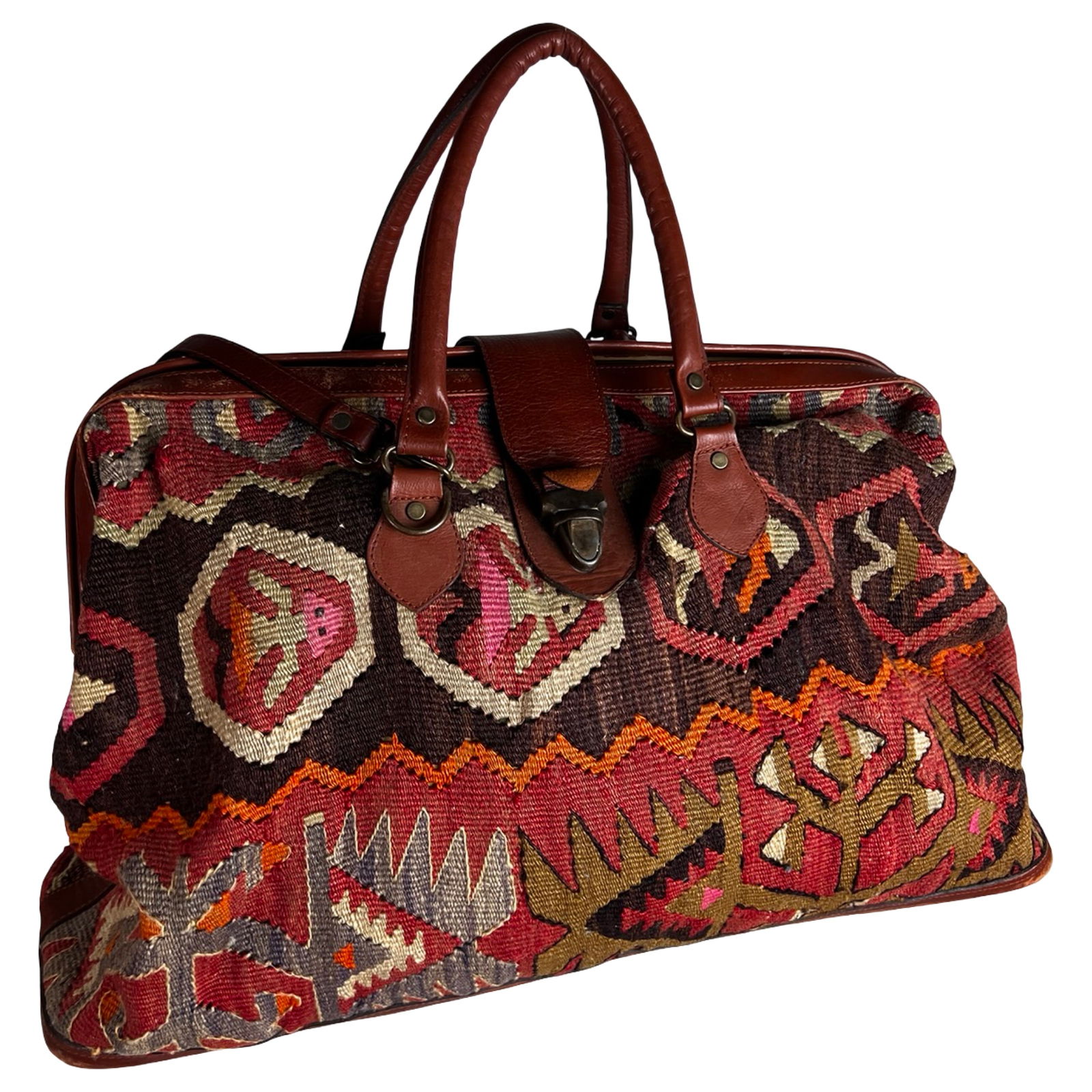 1970s Kilim Carpet Weekender Bag (1 of 4)