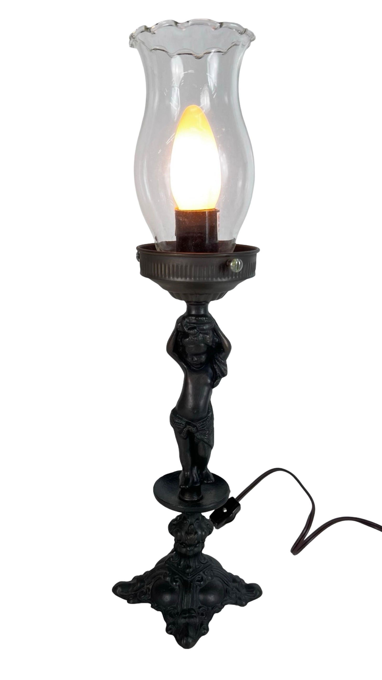 Table Lamp with Figural Cherub Base & Hurricane Sh (1 of 3)