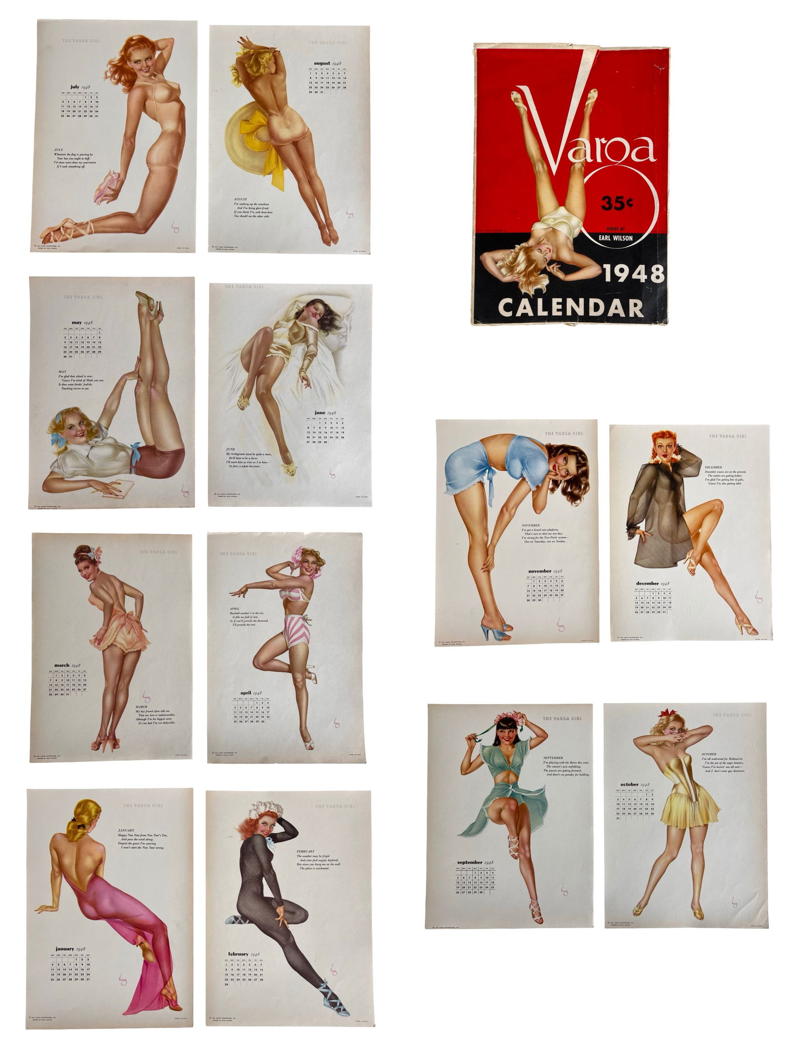1948 Alberto Vargas "Varga Girl" Pin-Up Calendar (1 of 8)