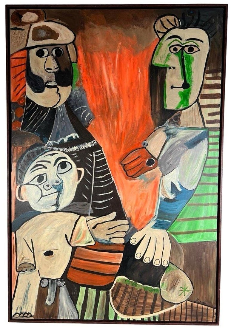 Pablo Picasso (manner)  Large Cubist Oil Painting (1 of 3)