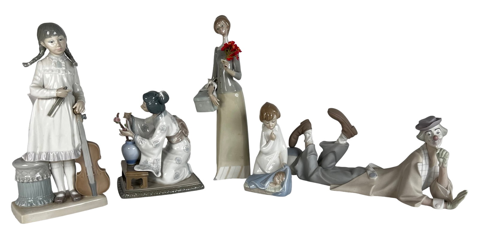 Lot of 5 Lladro Porcelain Figurines- Clown, Ladies (1 of 11)