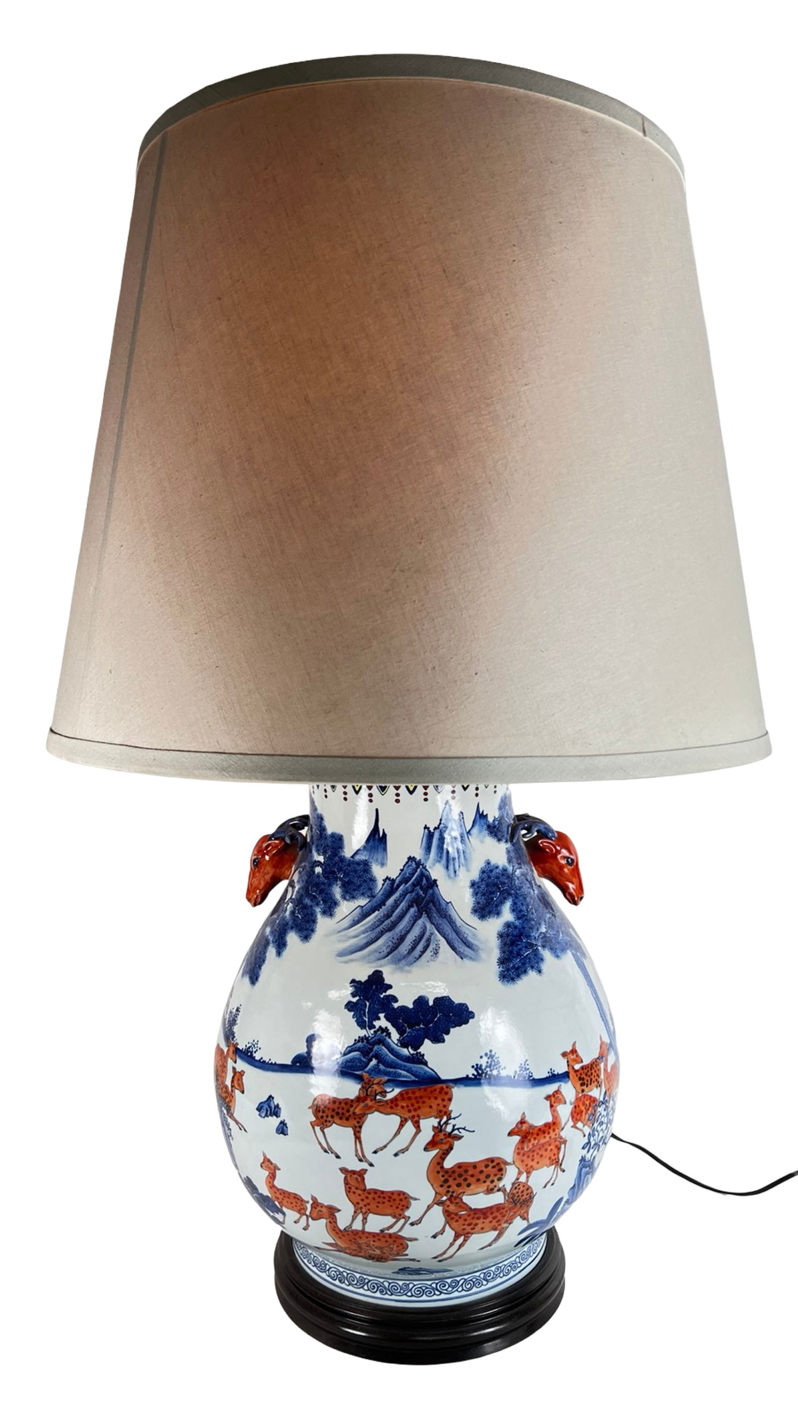 Chinese Famille Verte Deer Vase Converted to Lamp (1 of 8)