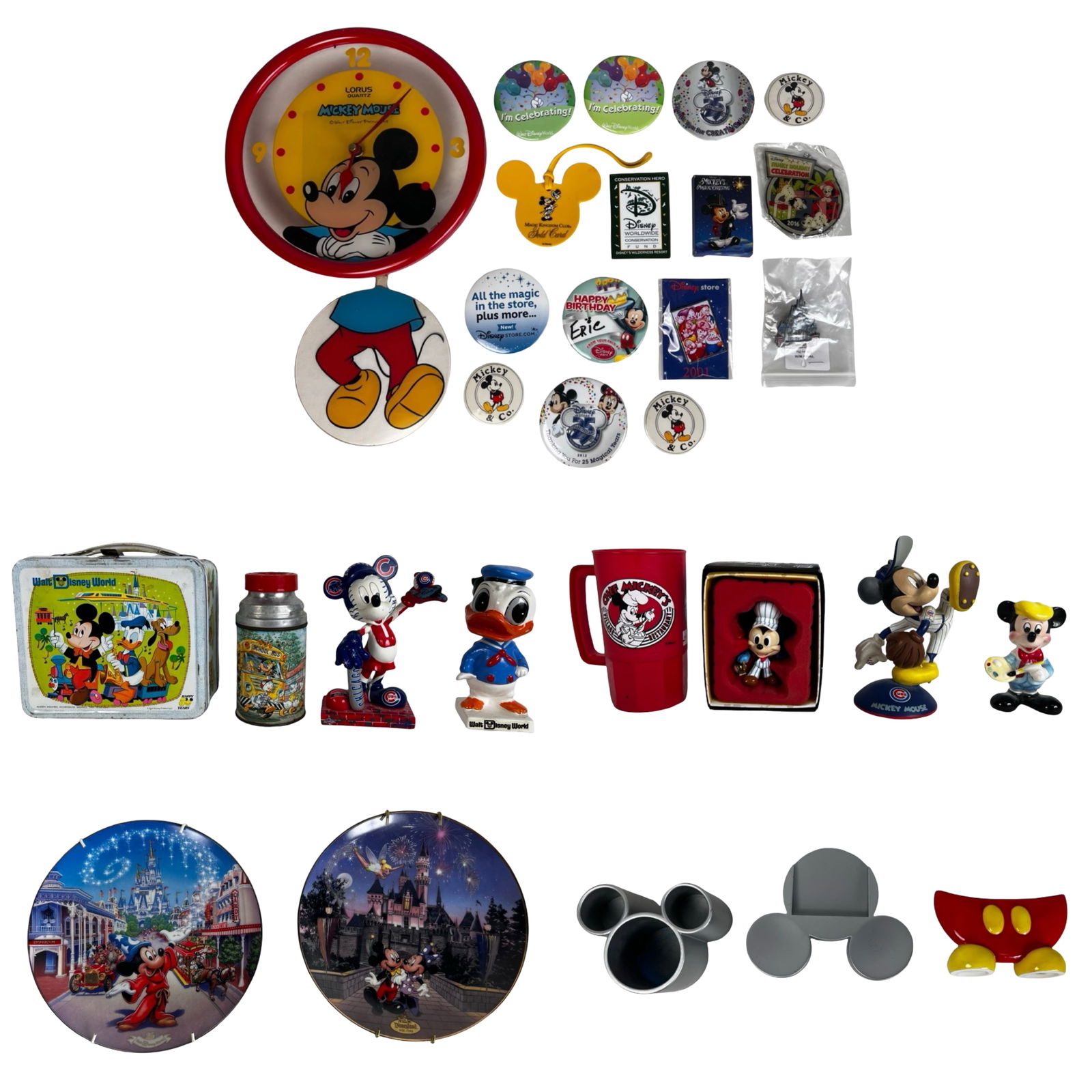 Disney Collection - Mickey Figurines, Clock, Pins, (1 of 6)
