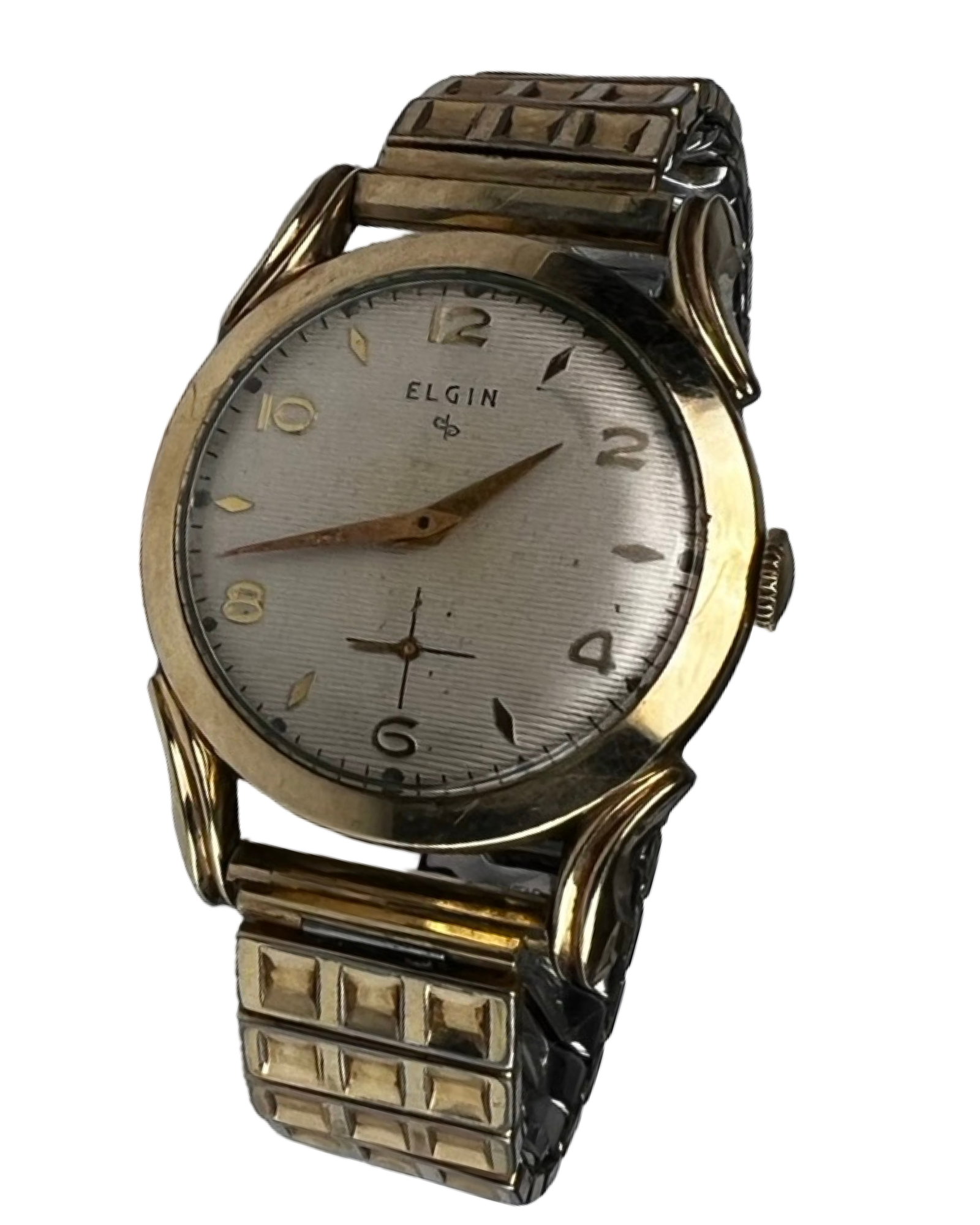 Vintage Elgin 6742 Men's "Tapestry" Dial Watch: Vintage Elgin 6742 Men's "Tapestry" Dial Watch in 10k RGP Case, Good overall condition, some age related wear. Working