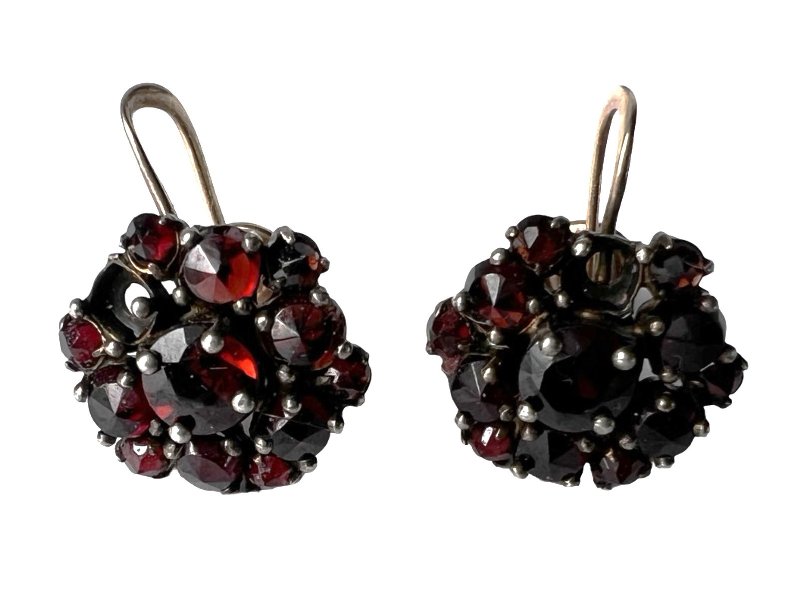 Vintage Bohemian Garnet Cluster 10k Gold Earrings (1 of 3)