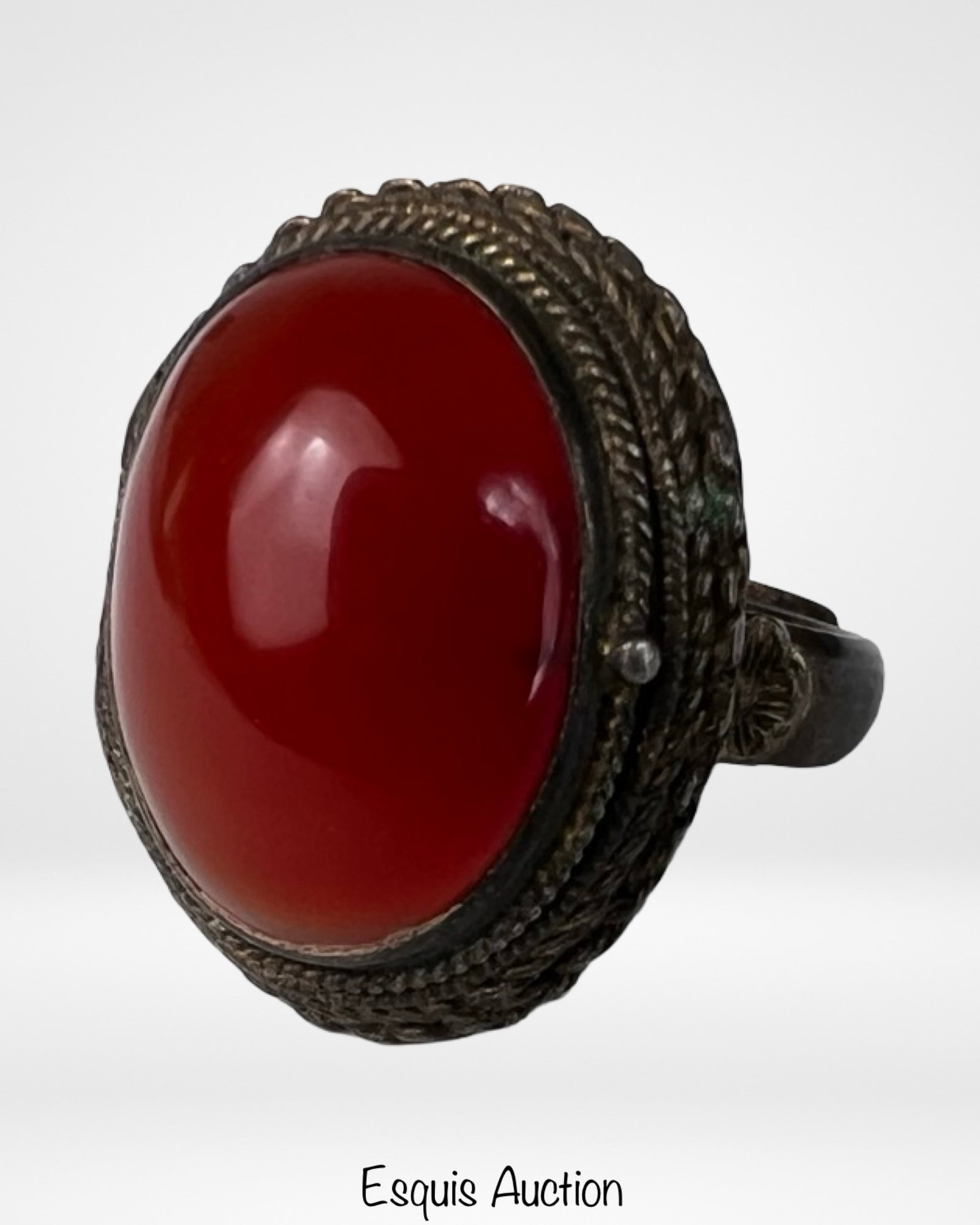 Antique Chinese Sterling Silver Poison Locket Ring (1 of 5)