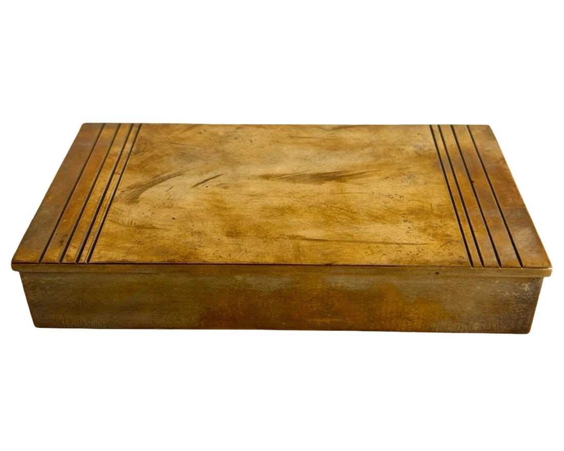 Silver Crest Art Deco Bronze Cigarette Box - 1930s (1 of 4)