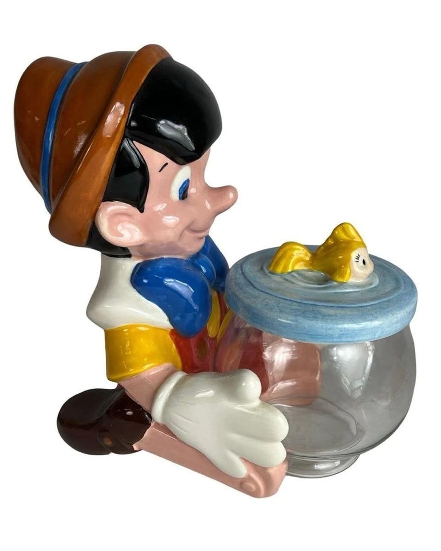 Large Disney Pinocchio Cookie Jar with Glass Bowl (1 of 6)