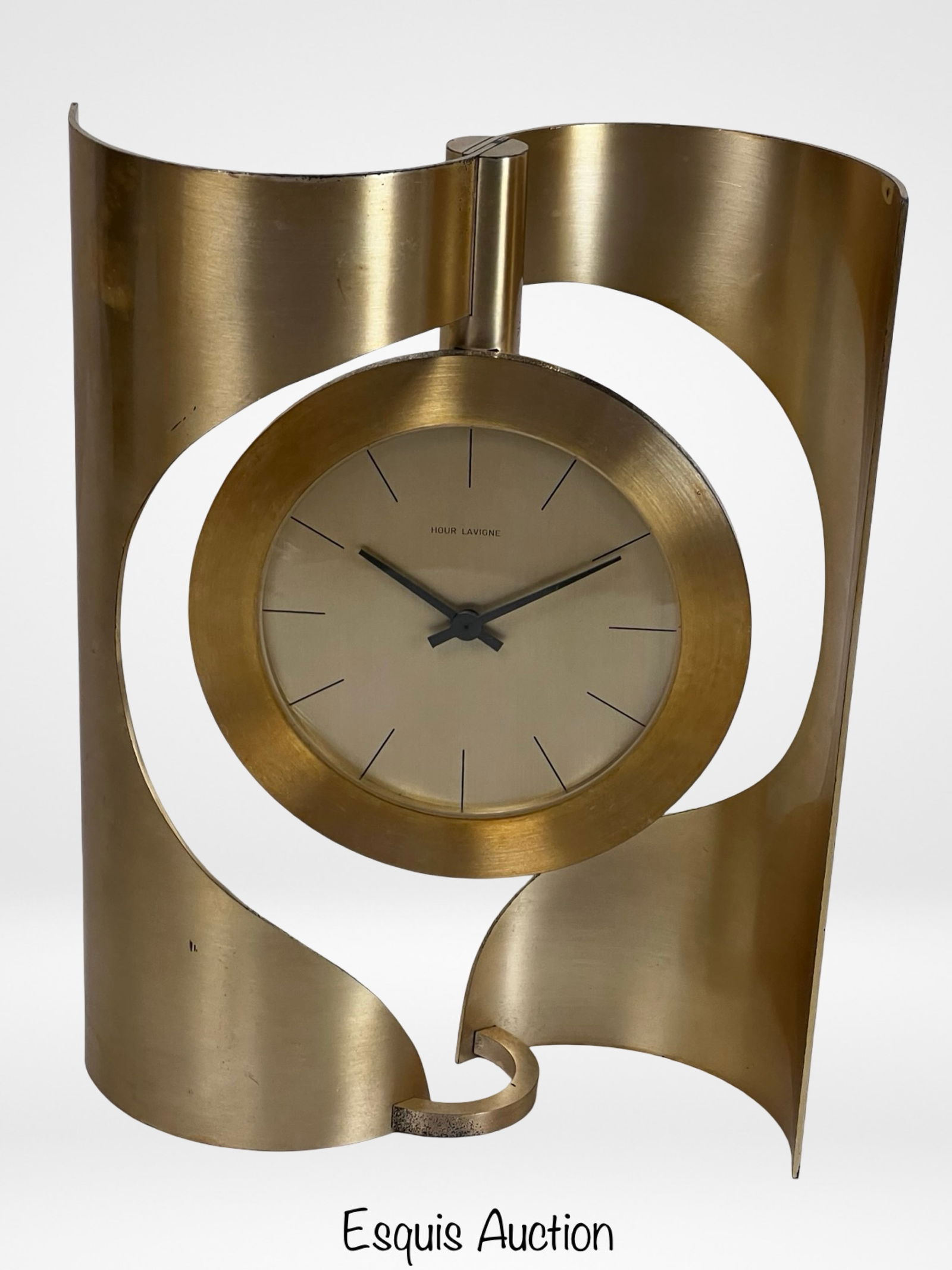 Hour Lavigne French Modernist Brass Tabletop Clock (1 of 6)