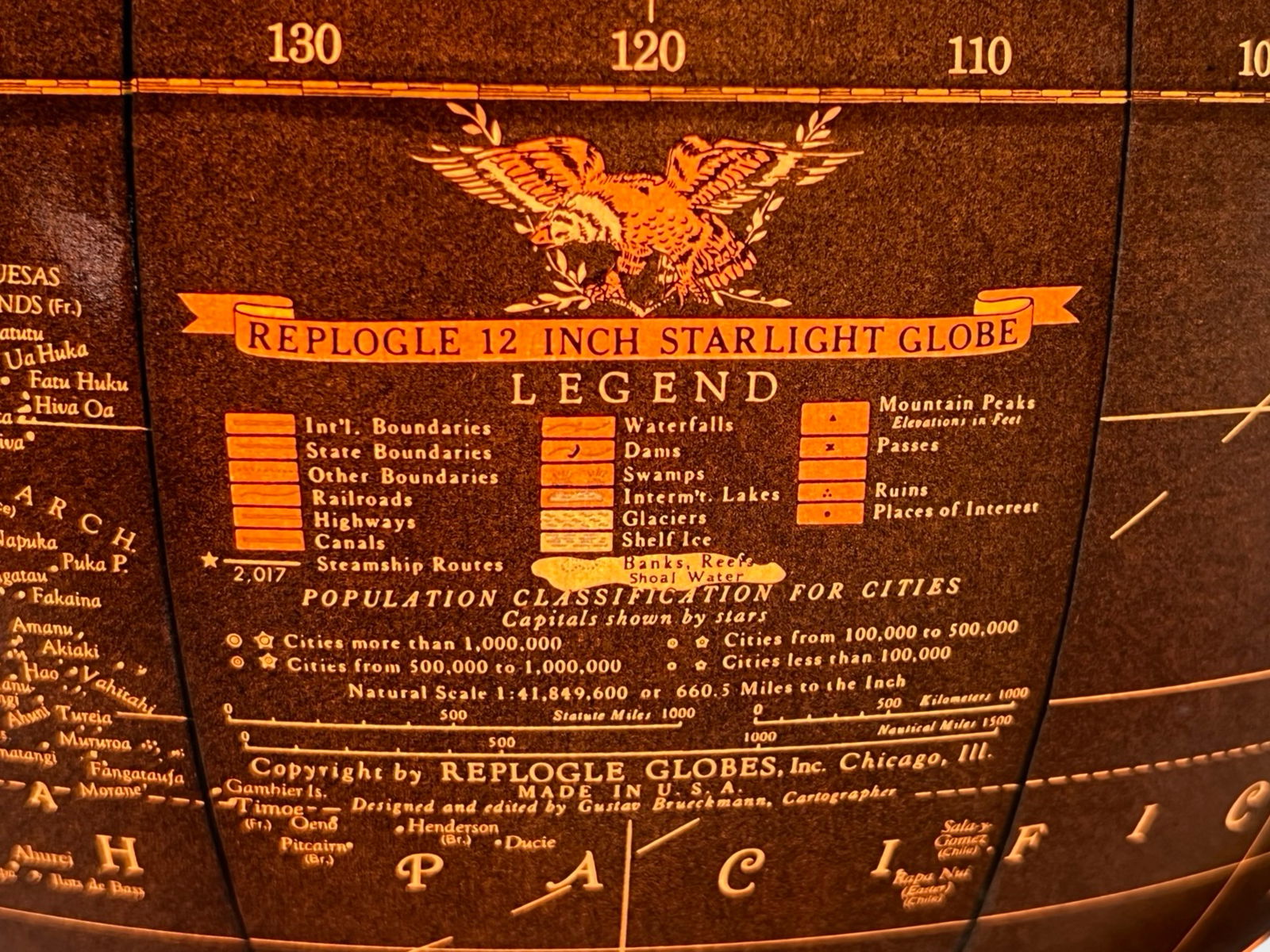 Vintage Replogle Starlight Illuminated World Globe - 4