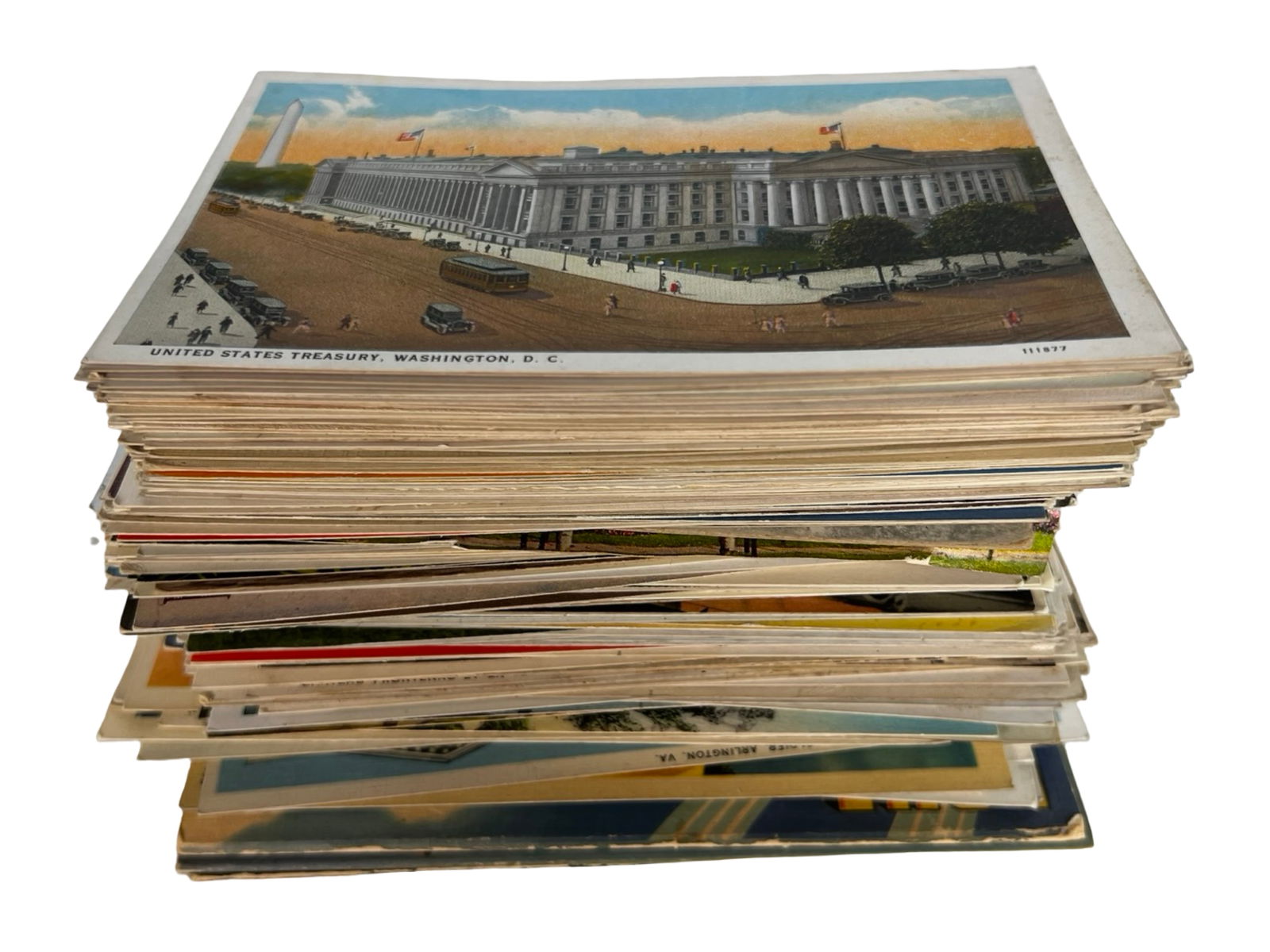 Collection of Antique Linen & Vintage Postcards: Extensive and colorful collection of antique and vintage postcards, primarily linen and early mid-century chrome era, with a strong emphasis on U.S. landmarks, buildings, scenic views, and novelty