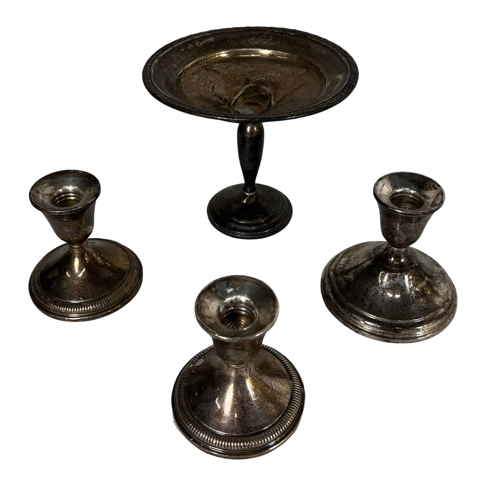 Sterling Silver Candle Holders and Compote (1 of 6)