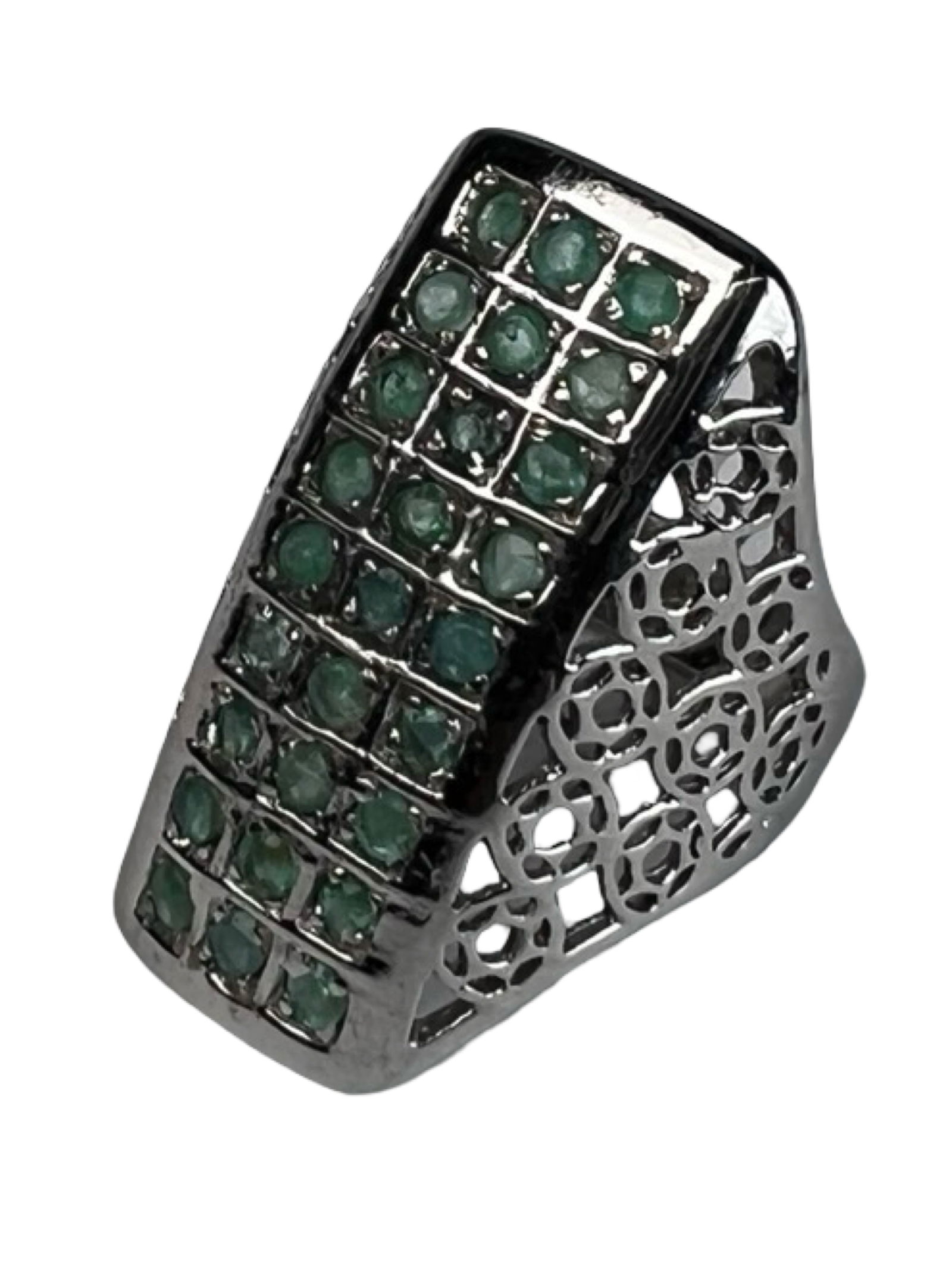 Natural Colombian Emerald Sterling Silver Ring (1 of 4)