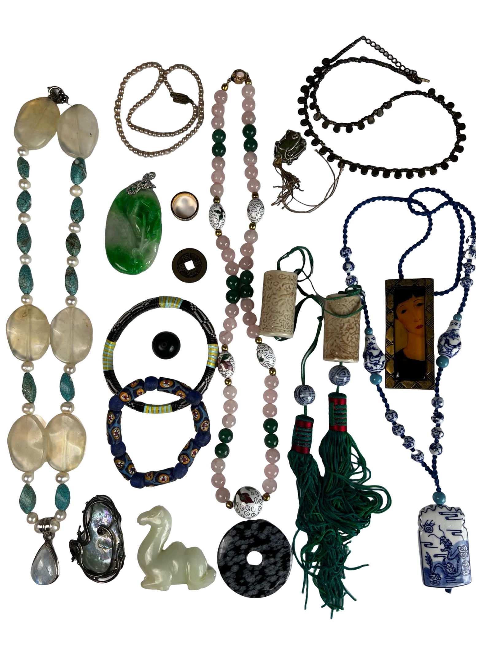 Assorted Oriental Carved Stone Jewelry & Sterling (1 of 4)