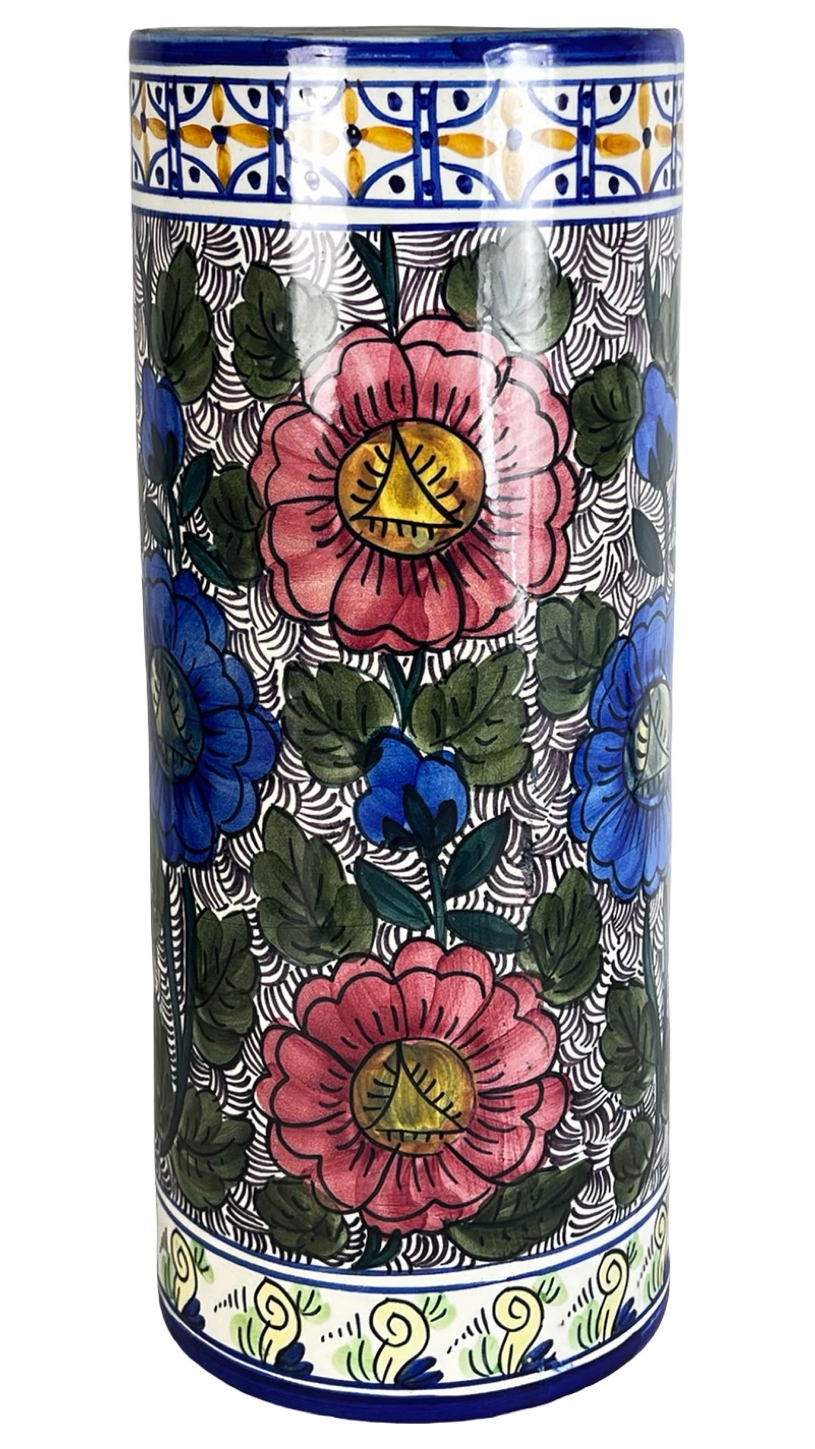 Hand-Painted Spanish Ceramic Umbrella Stand (1 of 4)