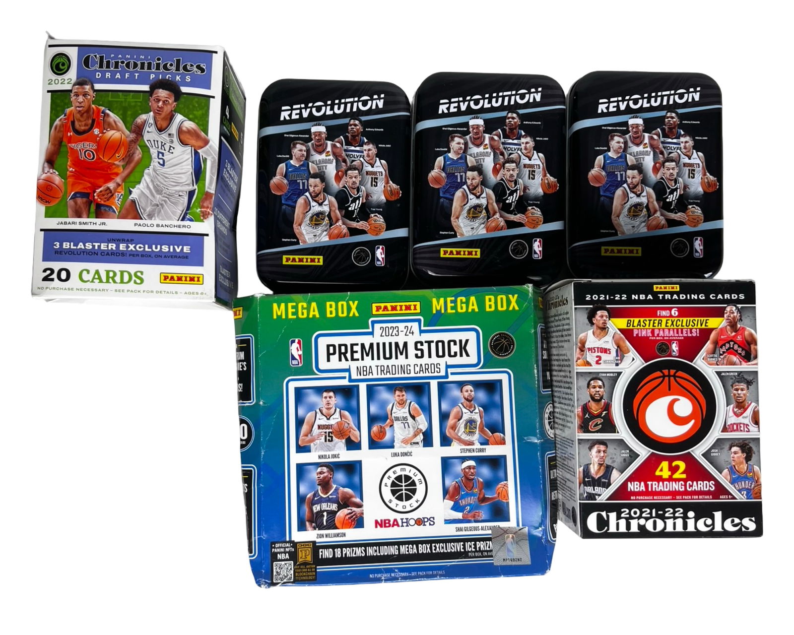 Group of Basketball Trading Card Box Sets 2021-23 (1 of 1)