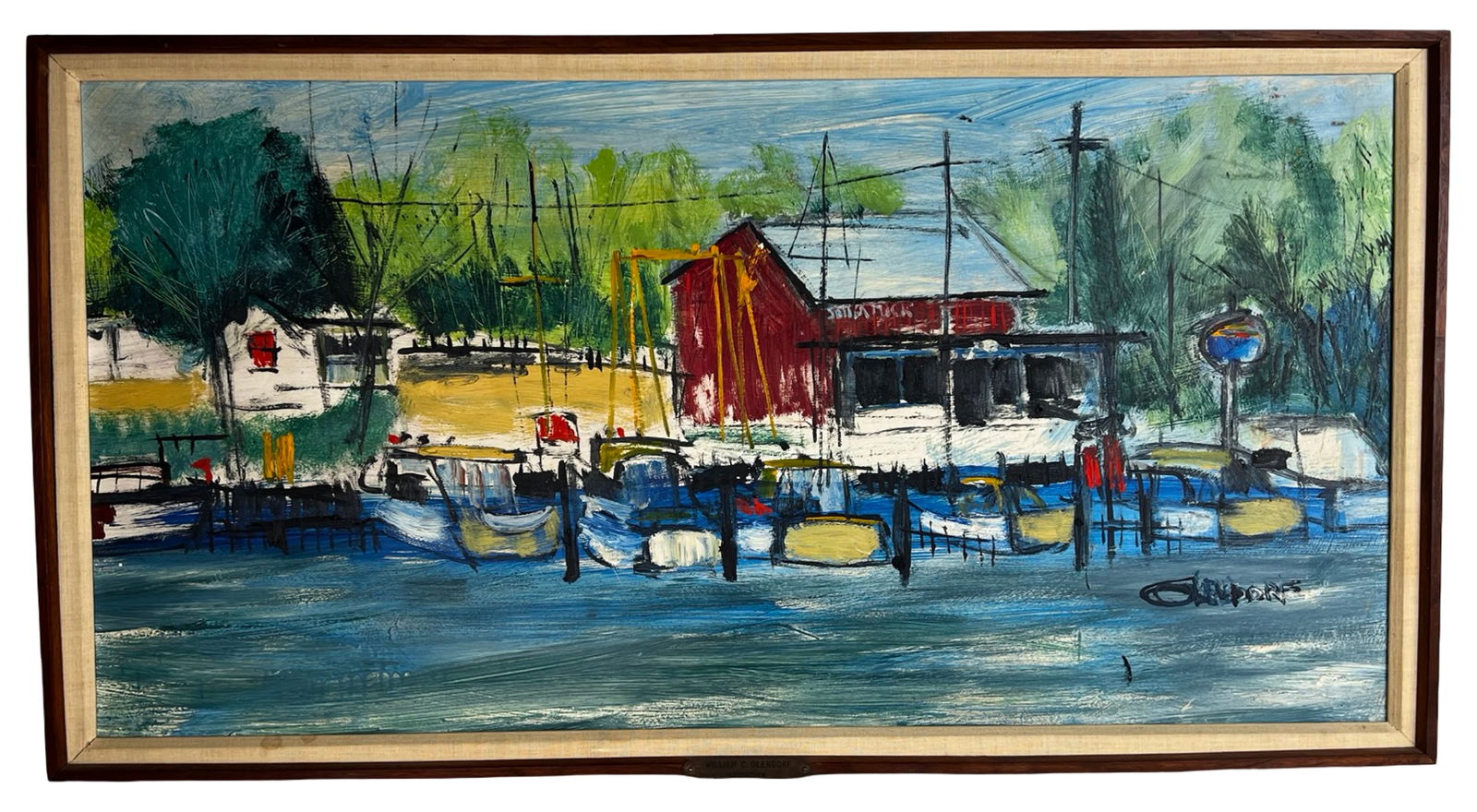 William C. Olendorf -Harbor Scene Oil Painting (1 of 4)