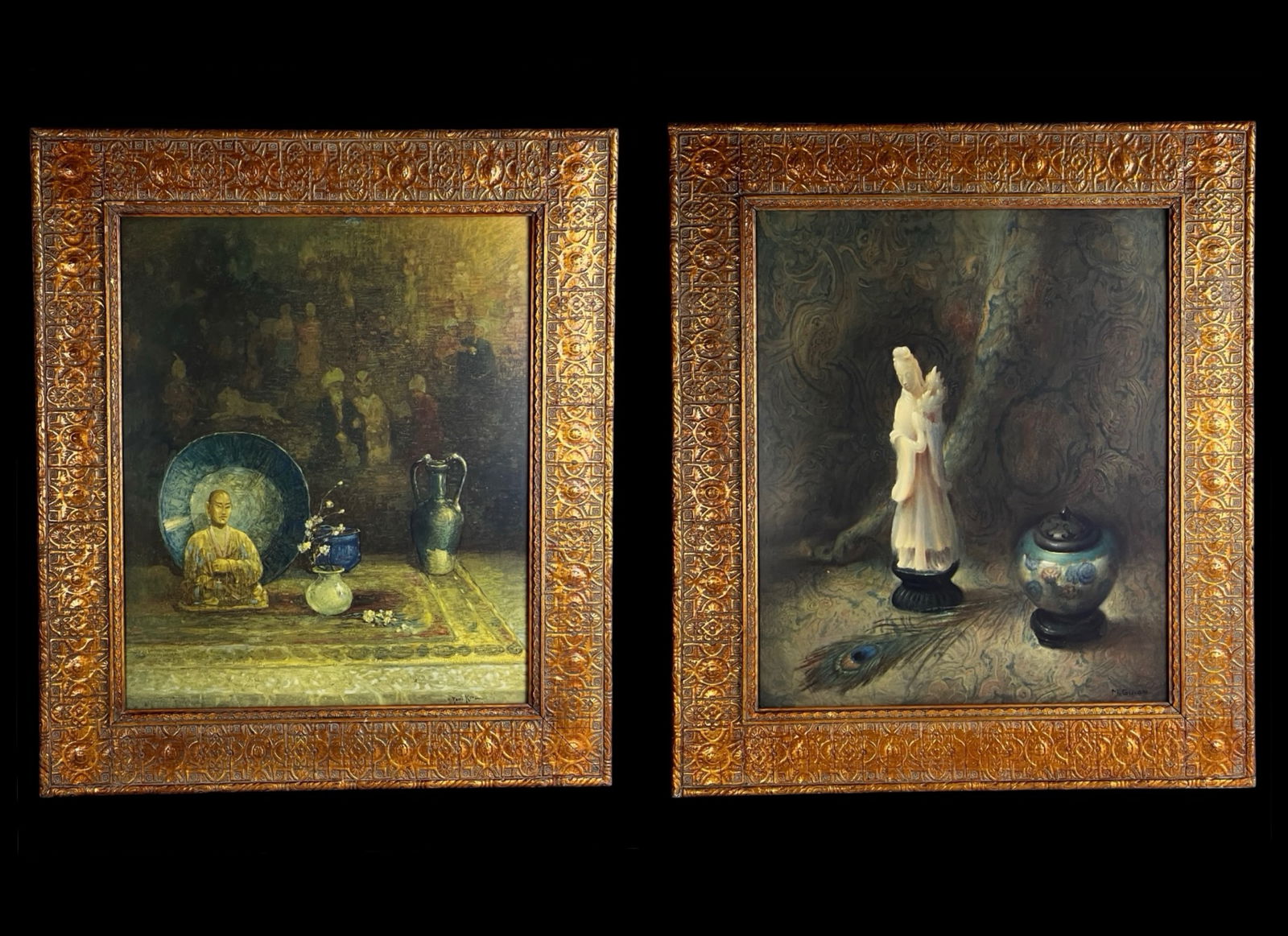 Pair of 1950s Oriental Still Life Art Prints (1 of 7)