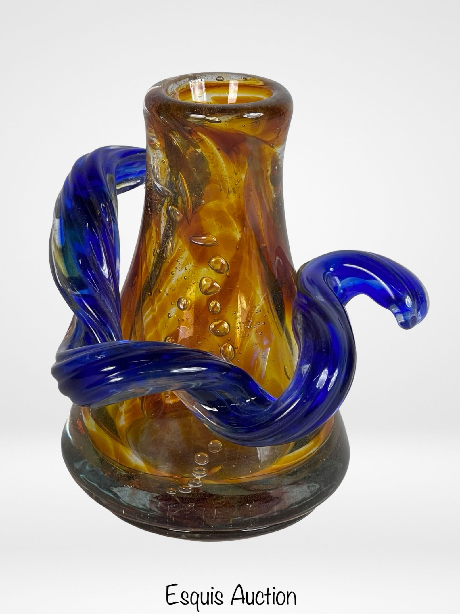 Scott Bisson Art Glass Vase -Cobalt Blue Wrap (1 of 5)