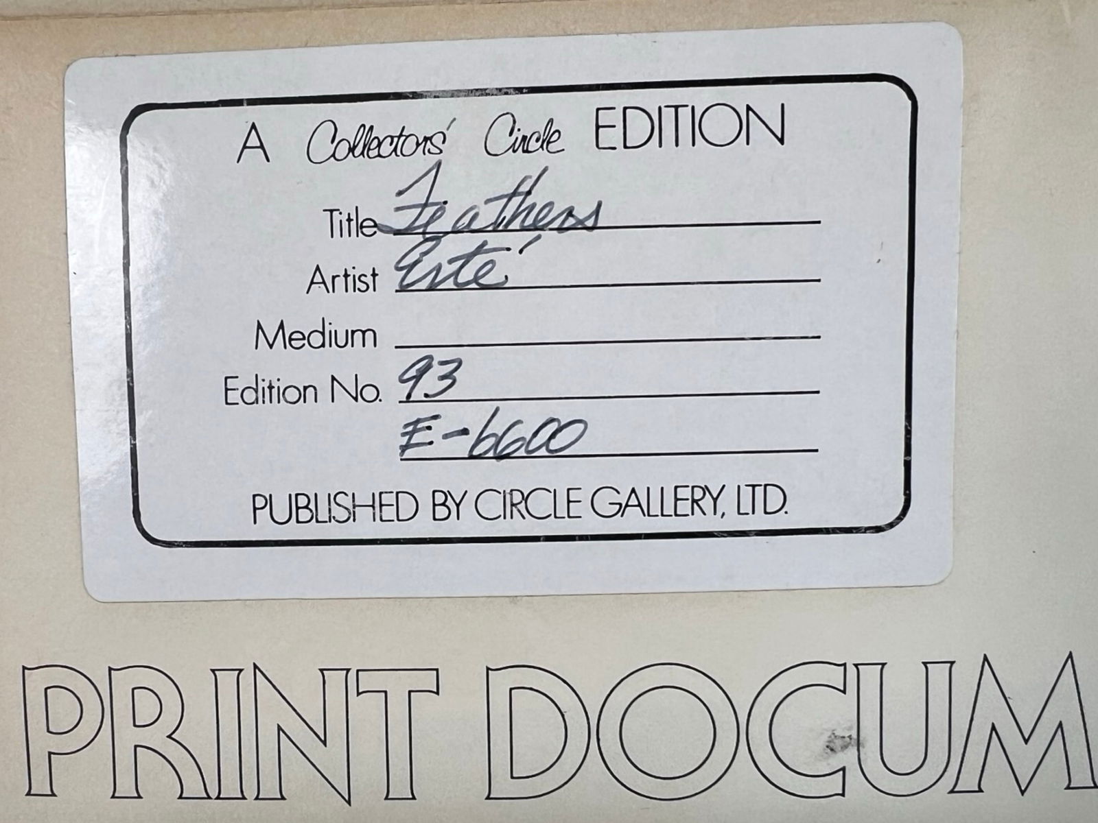 Erte "Feathers" Limited Edition Signed Lithograph - 5