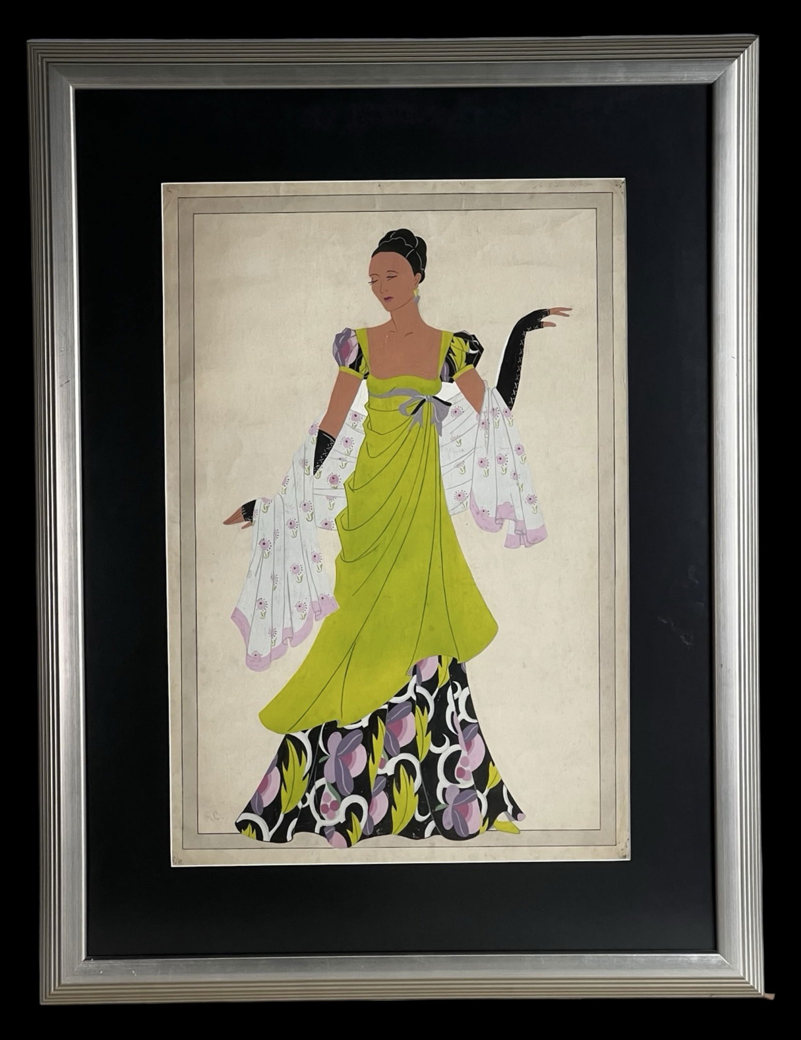 1932 Art Deco Costume Design Watercolor Art (1 of 4)