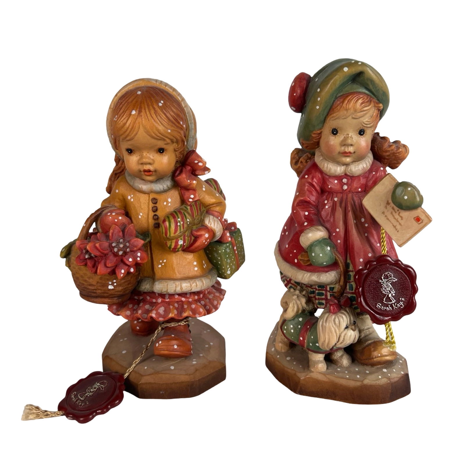Pair of Anri Sarah Kay Wood Carved Figurines (1 of 3)