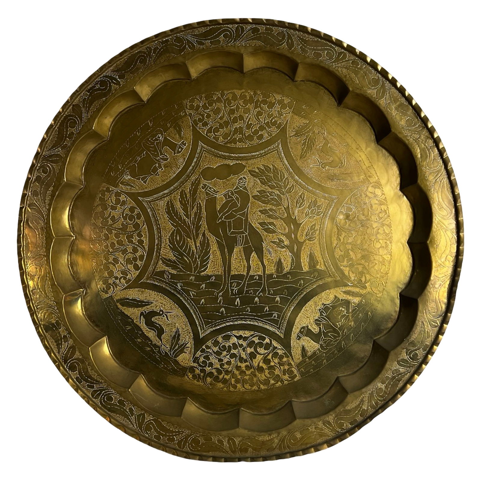 33" Hand-Etched Middle Eastern Brass Wall Charger (1 of 5)