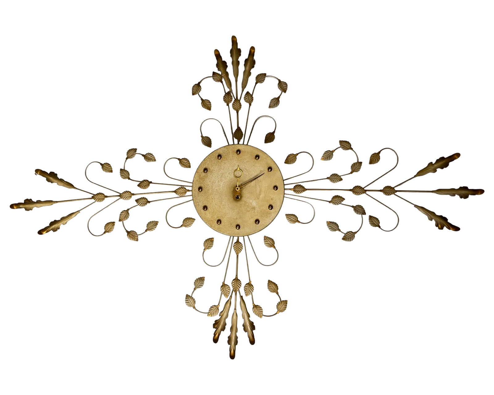 MCM Hollywood Regency French Maple Leaf Wall Clock (1 of 6)