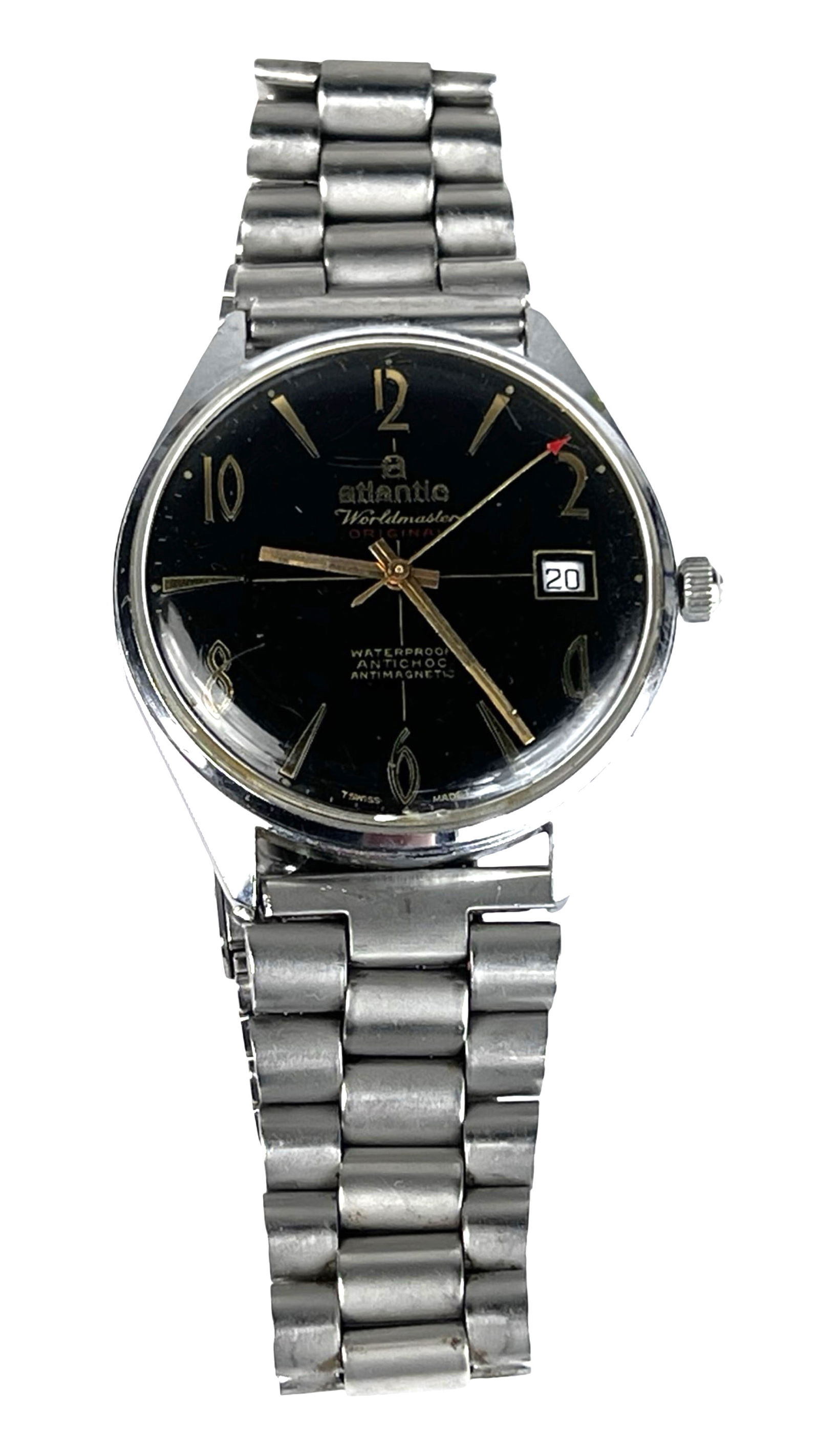 1960s Vintage Atlantic Worldmaster Men's Watch: 1960s Vintage Atlantic Worldmaster Men's Watch. Normal age related wear, working.