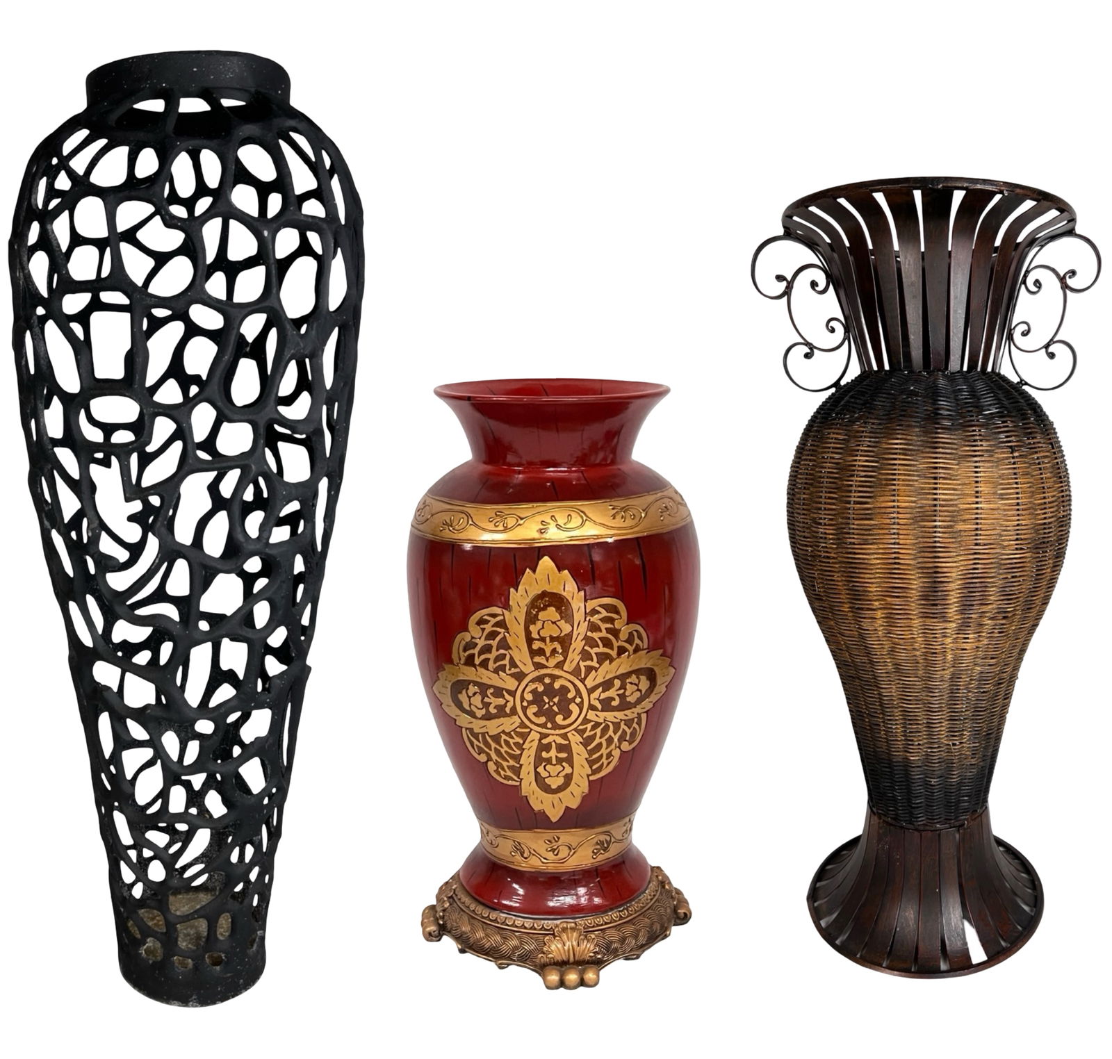 Group of Three Large Decorative Floor Vases (1 of 4)