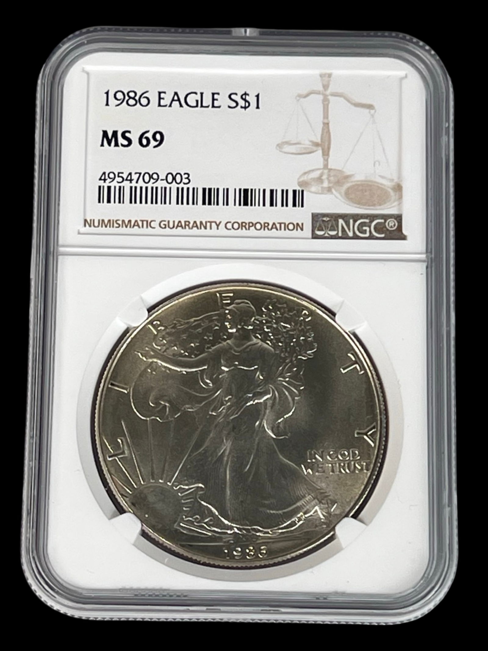 1986 American Silver Eagle Dollar Coin MS69 (1 of 2)