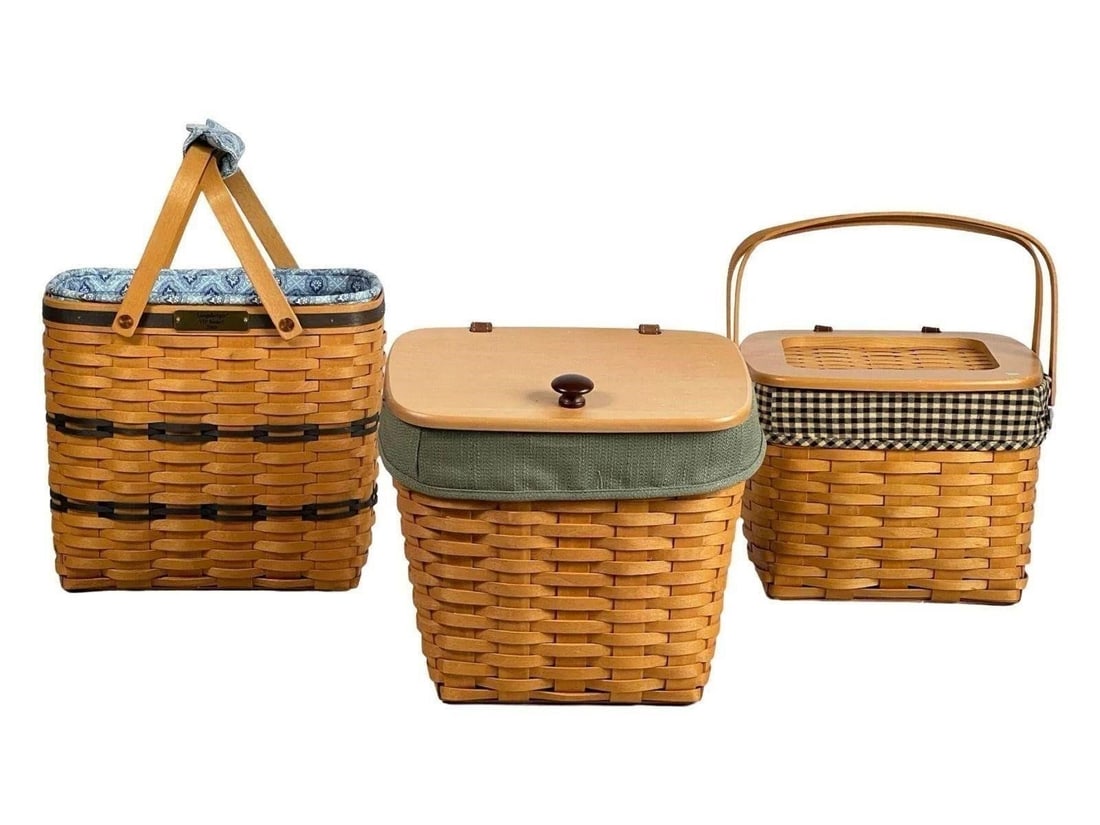 Three Longaberger Baskets with Liners and Lids (1 of 6)