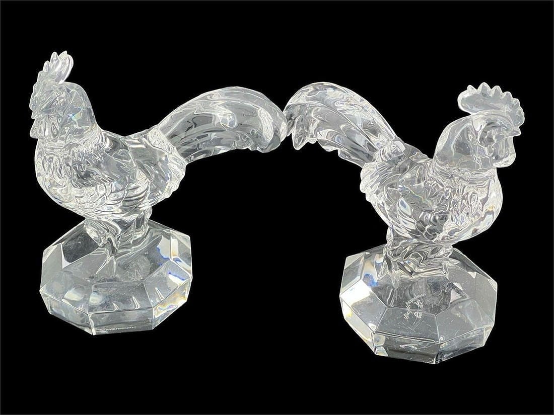 Pair of Nachtmann Clear Crystal Rooster Figurines (1 of 5)