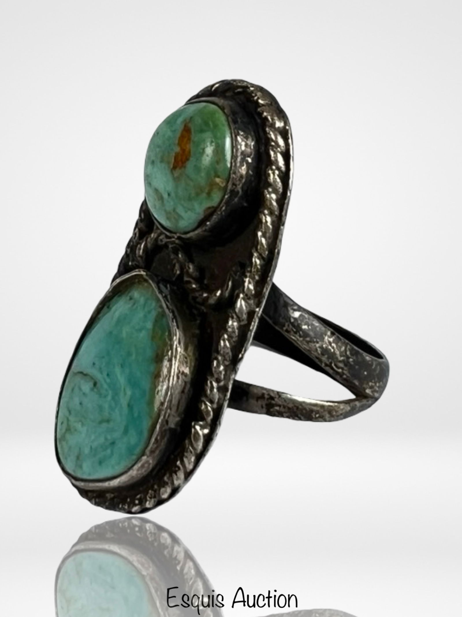 Navajo Sterling Silver Turquoise Ring - 2