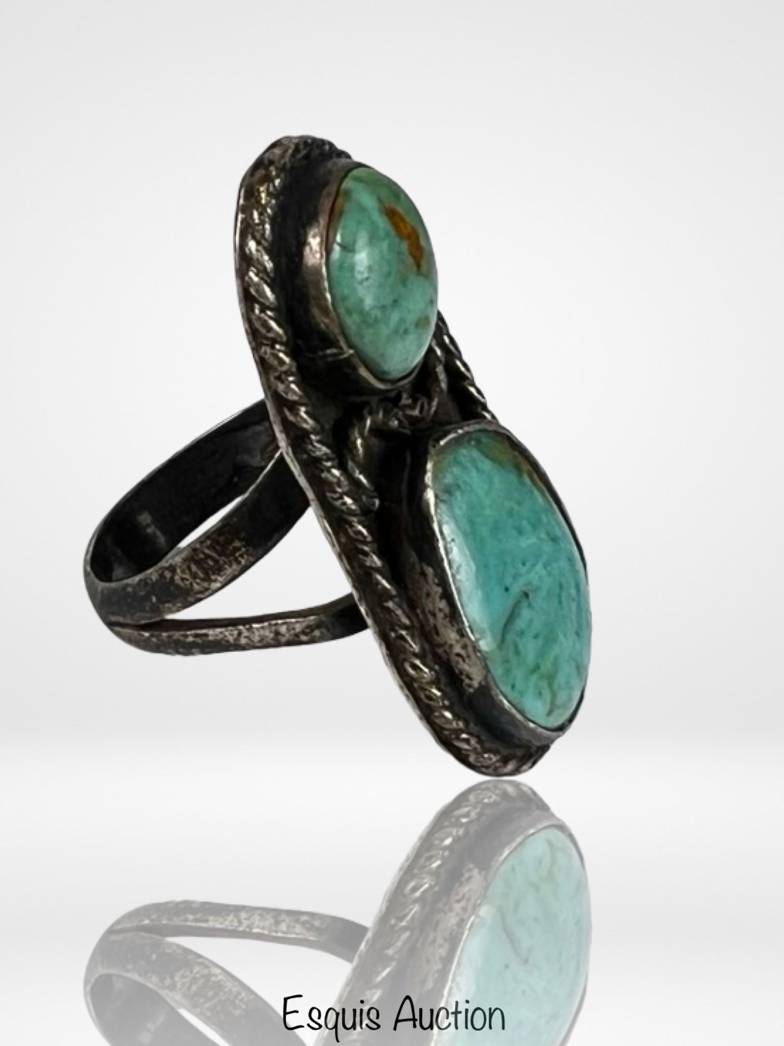 Navajo Sterling Silver Turquoise Ring - 3