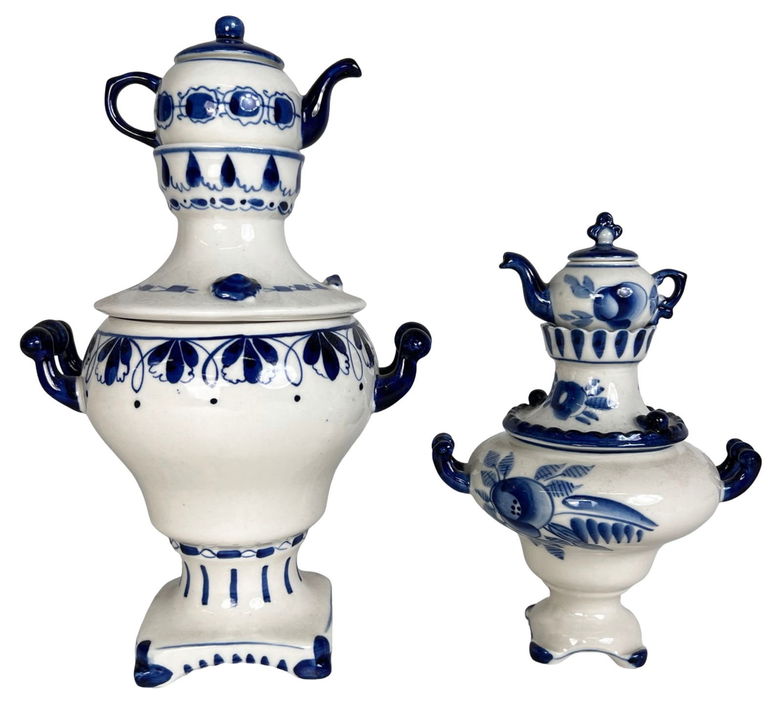 Russian Gzhel Blue & White Porcelain Samovars (1 of 4)