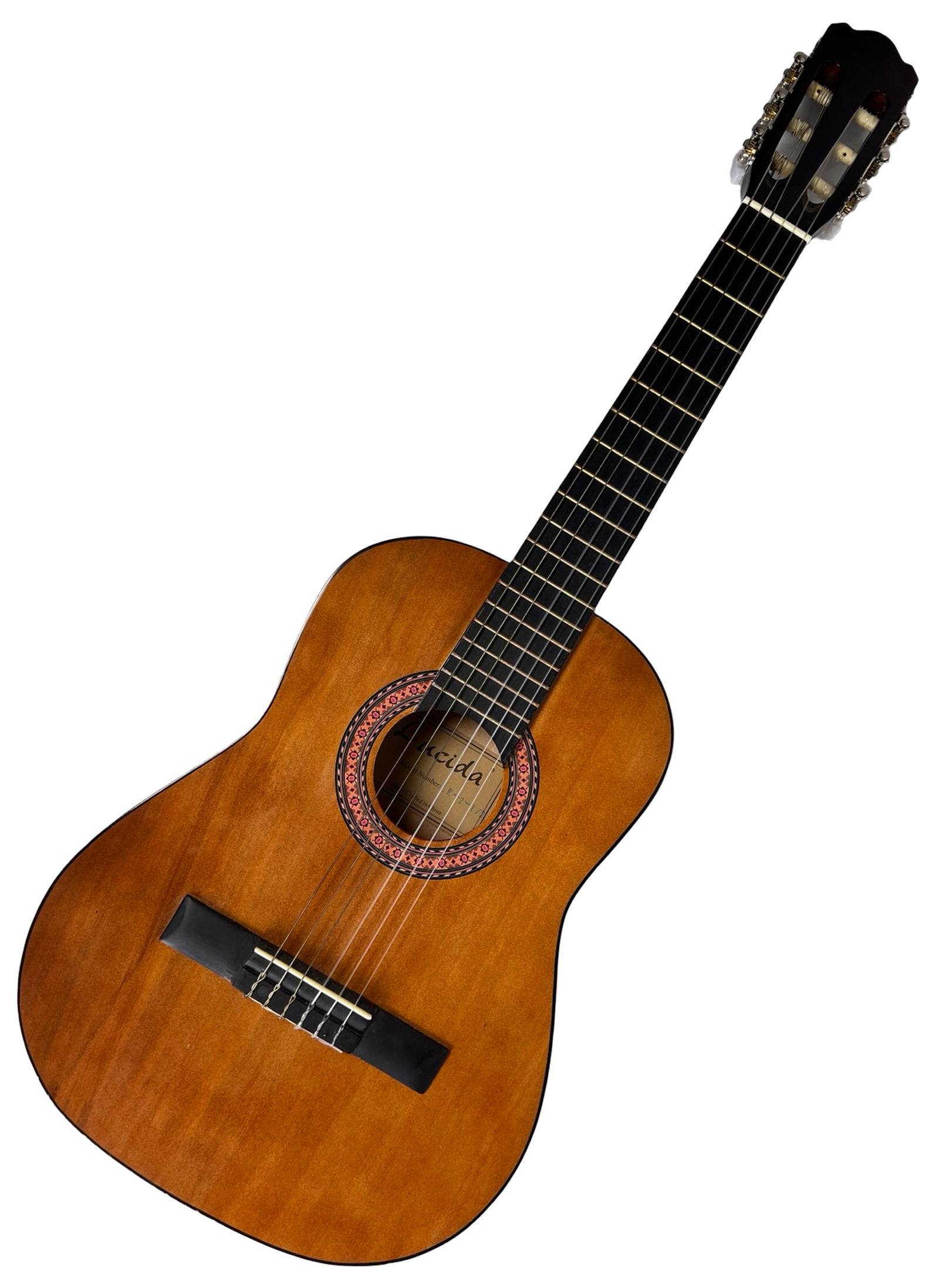 Lucida LK-2 1/2 Classical Acoustic Guitar: Lucida LK-2 1/2 size classical acoustic guitar, ideal for students or younger players. Features a traditional natural finish top with decorative rosette, nylon strings, and a comfortable