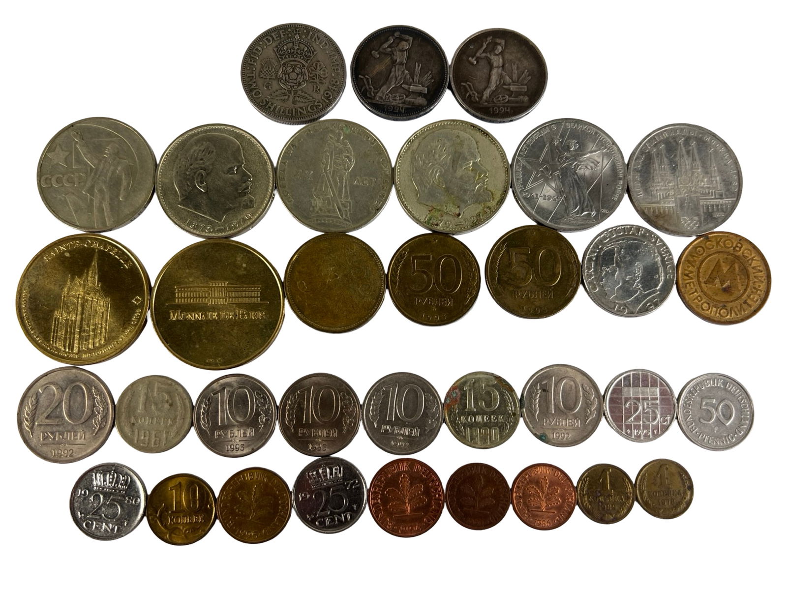 Group of World Coins & Tokens incl Silver: Group of World Coins & Tokens including Silver