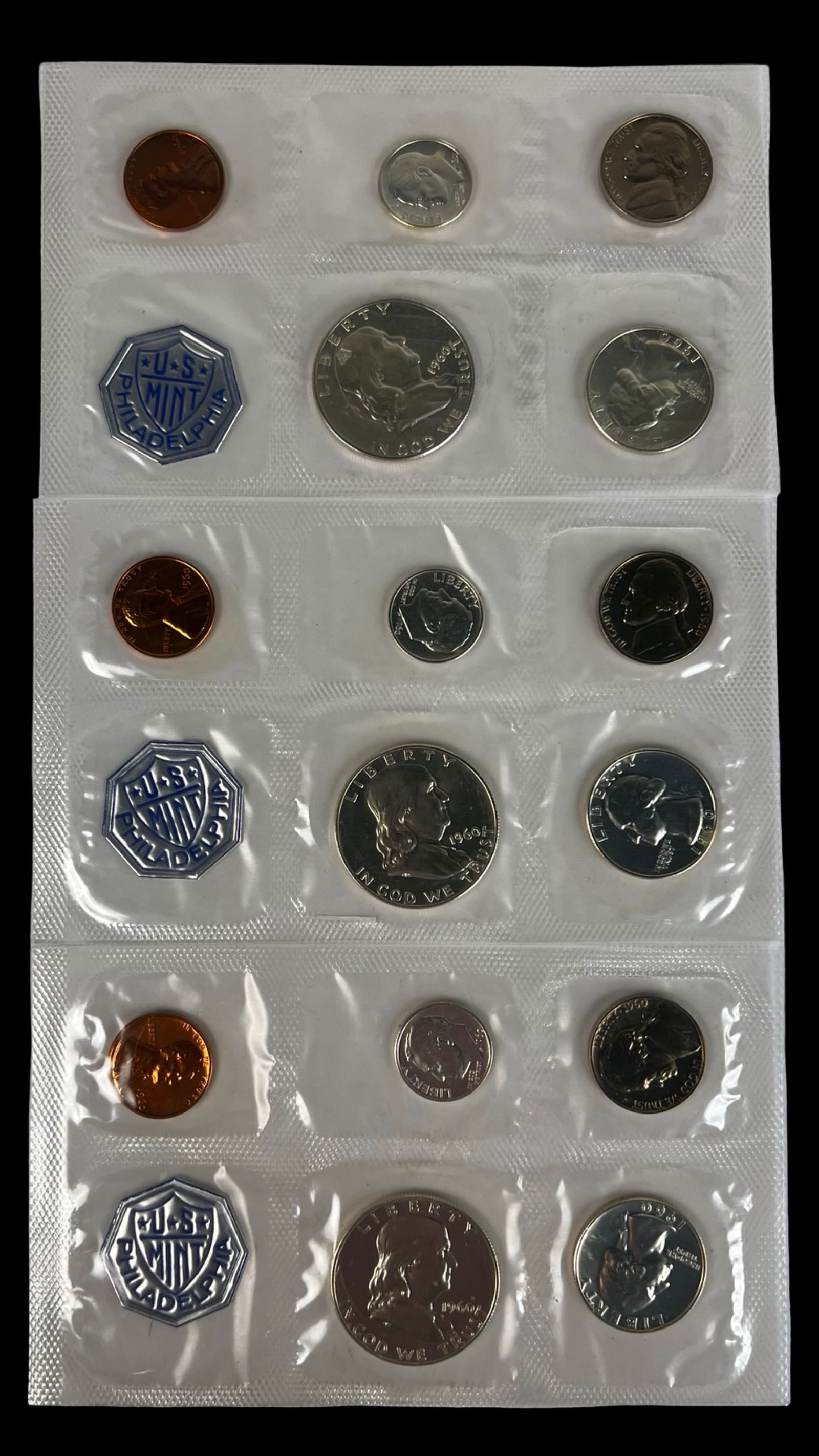 (3) 1960 US Philadelphia Mint Silver Coin Sets: (3) 1960 US Philadelphia Mint Silver Coin Sets