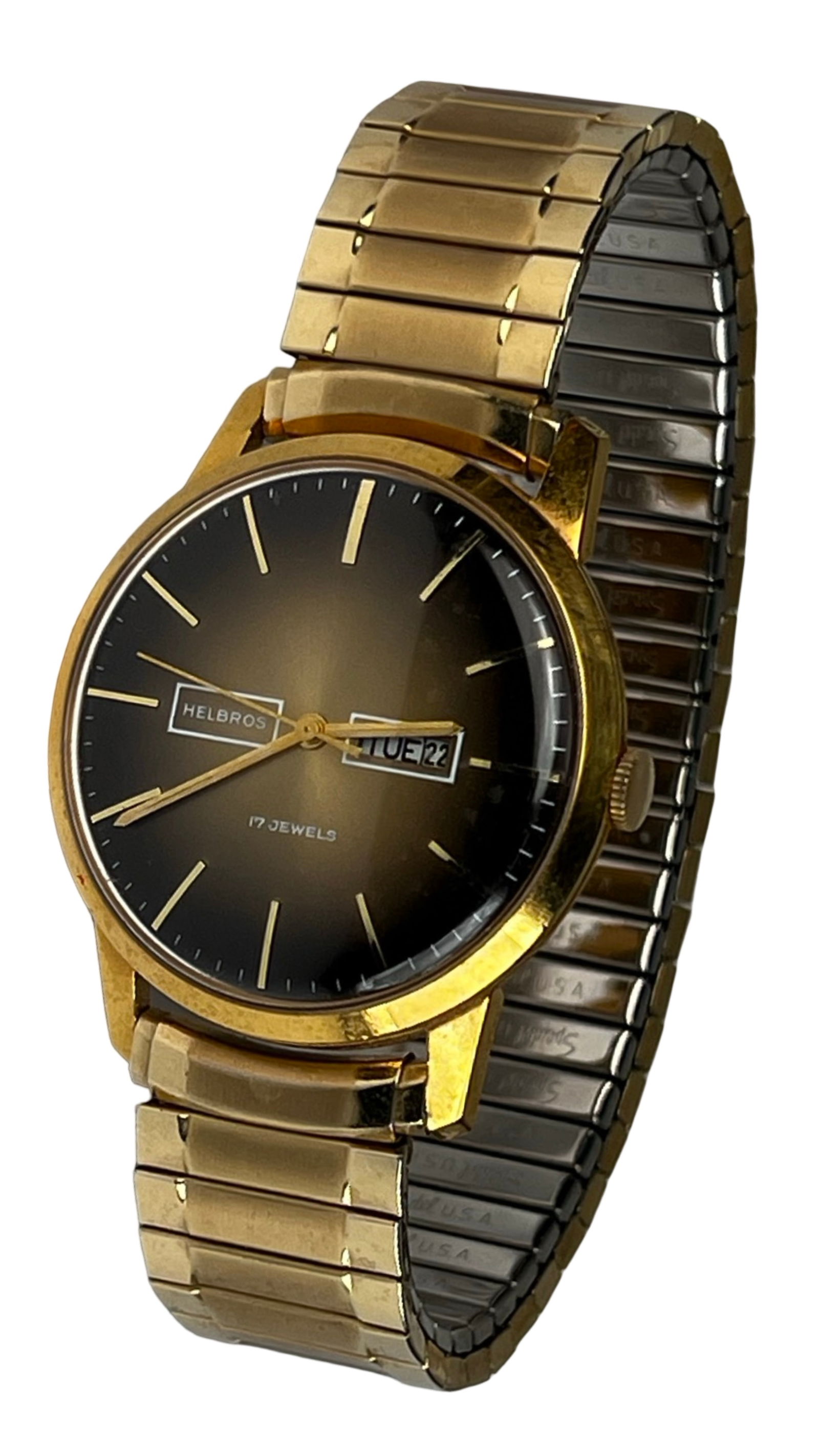 Vintage Helbros 17 Jewels Men's Wrist Watch: Vintage Helbros 17 Jewels Men's Wrist Watch. Normal age related wear, working.