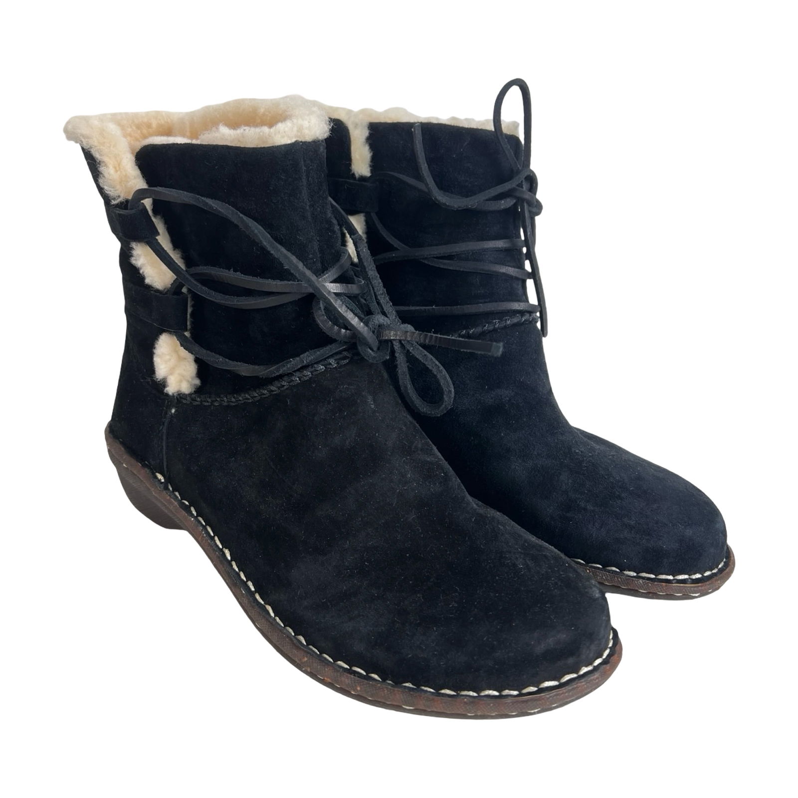 UGG Australia Caspia Black Suede Ankle Tie Boots (1 of 5)