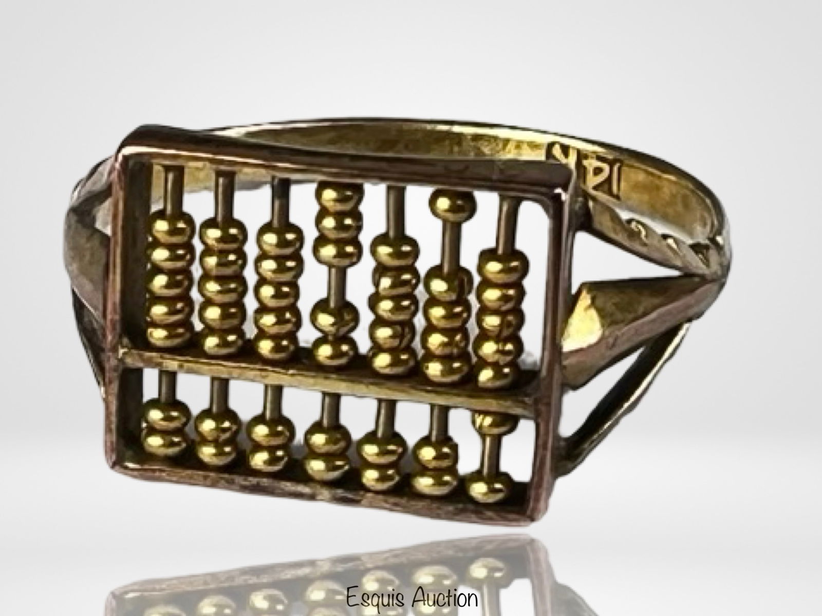 Unusual 14K Gold Abacus Ring- Movable Beads