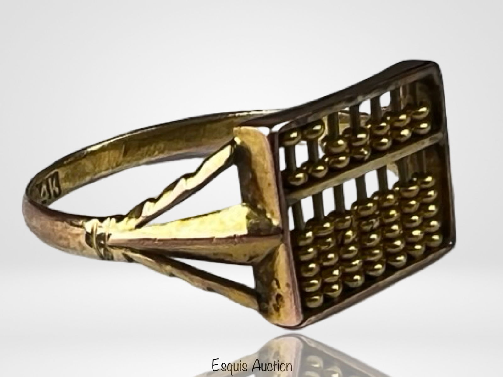 Unusual 14K Gold Abacus Ring- Movable Beads - 2