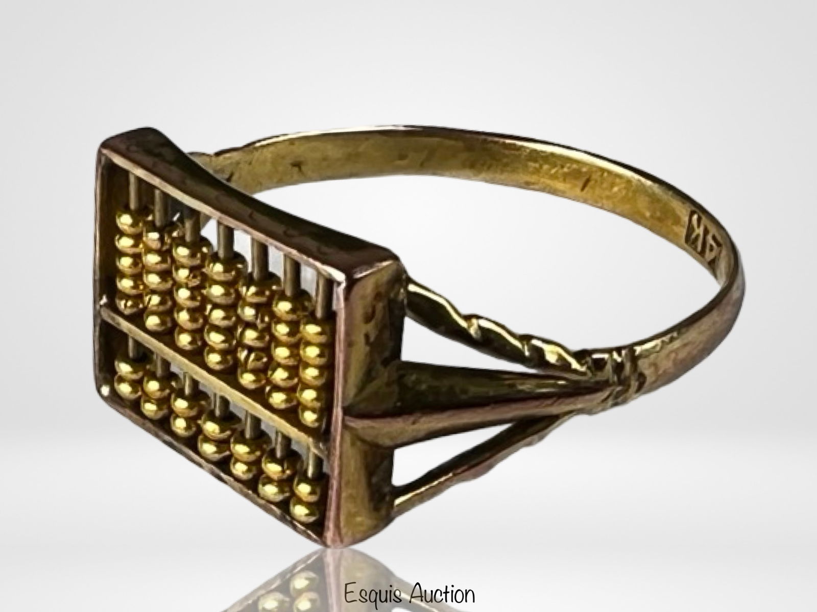 Unusual 14K Gold Abacus Ring- Movable Beads - 3