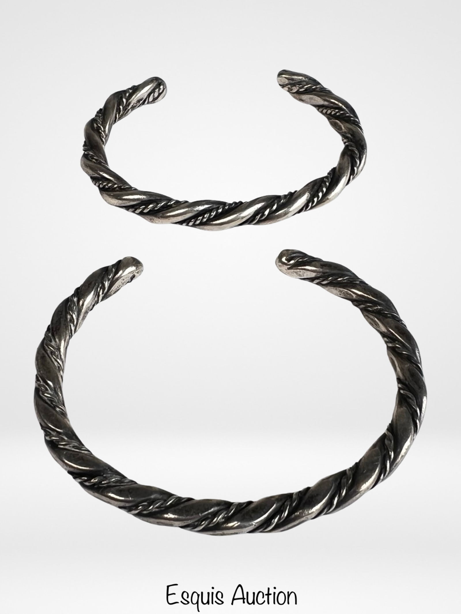 Pair of Sterling Silver Twisted Cuff Bracelets (1 of 3)