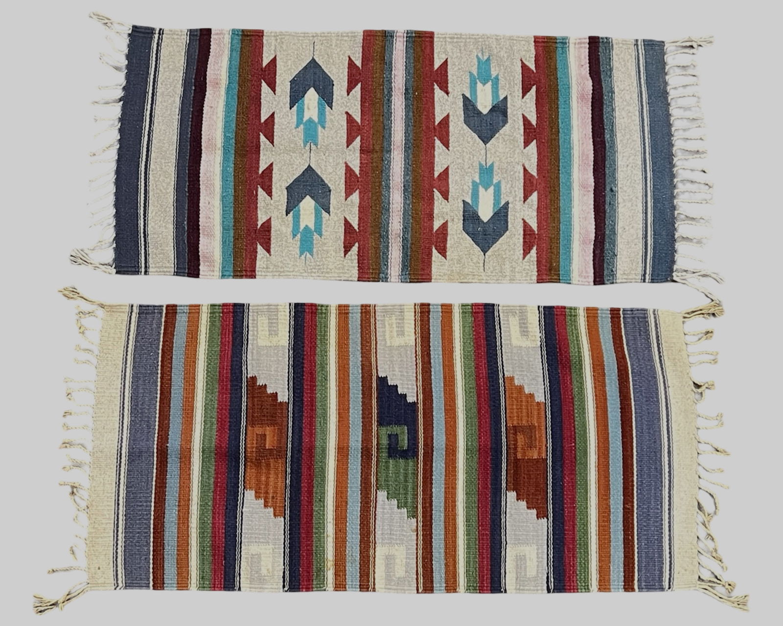 Pair of Zapotec Southwest Hand-Woven Wool Rugs (1 of 3)