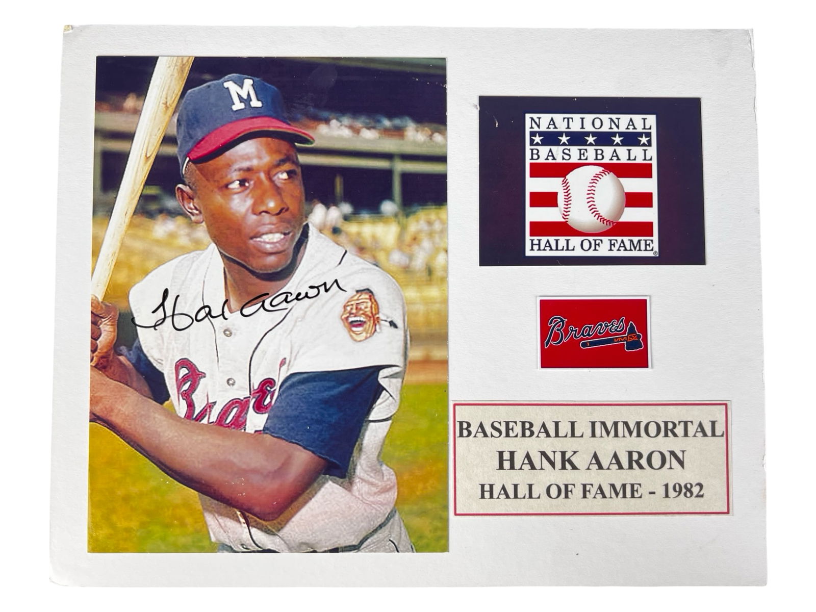 Hank Aaron HoF 1982 Signed Baseball Photograph (1 of 3)