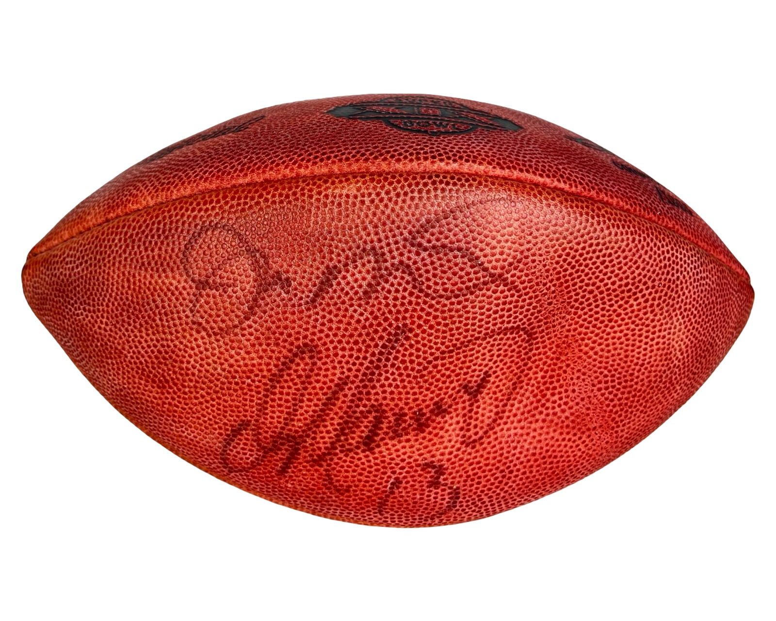 Dan Marino & Joe Montana Dual-Signed Football: Wilson official National Football League football commemorating Super Bowl XIX - San Francisco 49ers vs. Miami Dolphins, Stanford, CA, January 20, 1985. The ball is signed by both Dan Marino and Joe