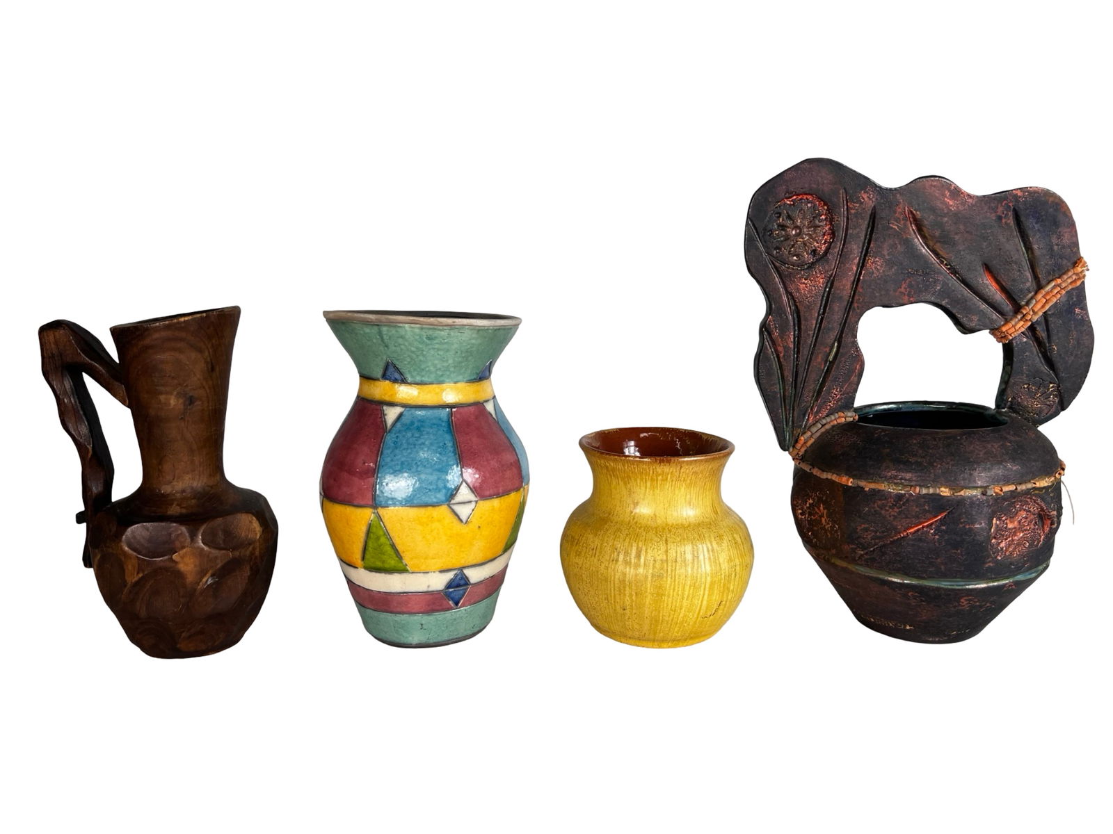 Assorted Decorative Vessels - Art Pottery & Wood (1 of 3)